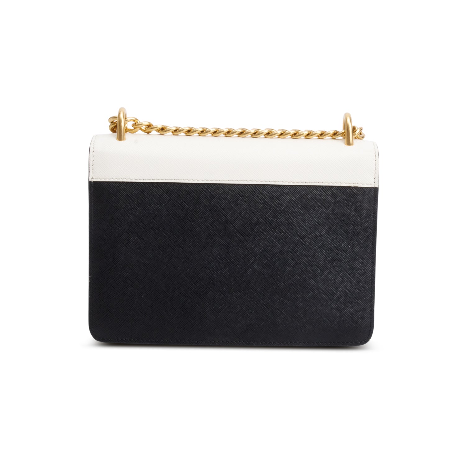 Prada White/Black Saffiano Lux Chain Shoulder Bag