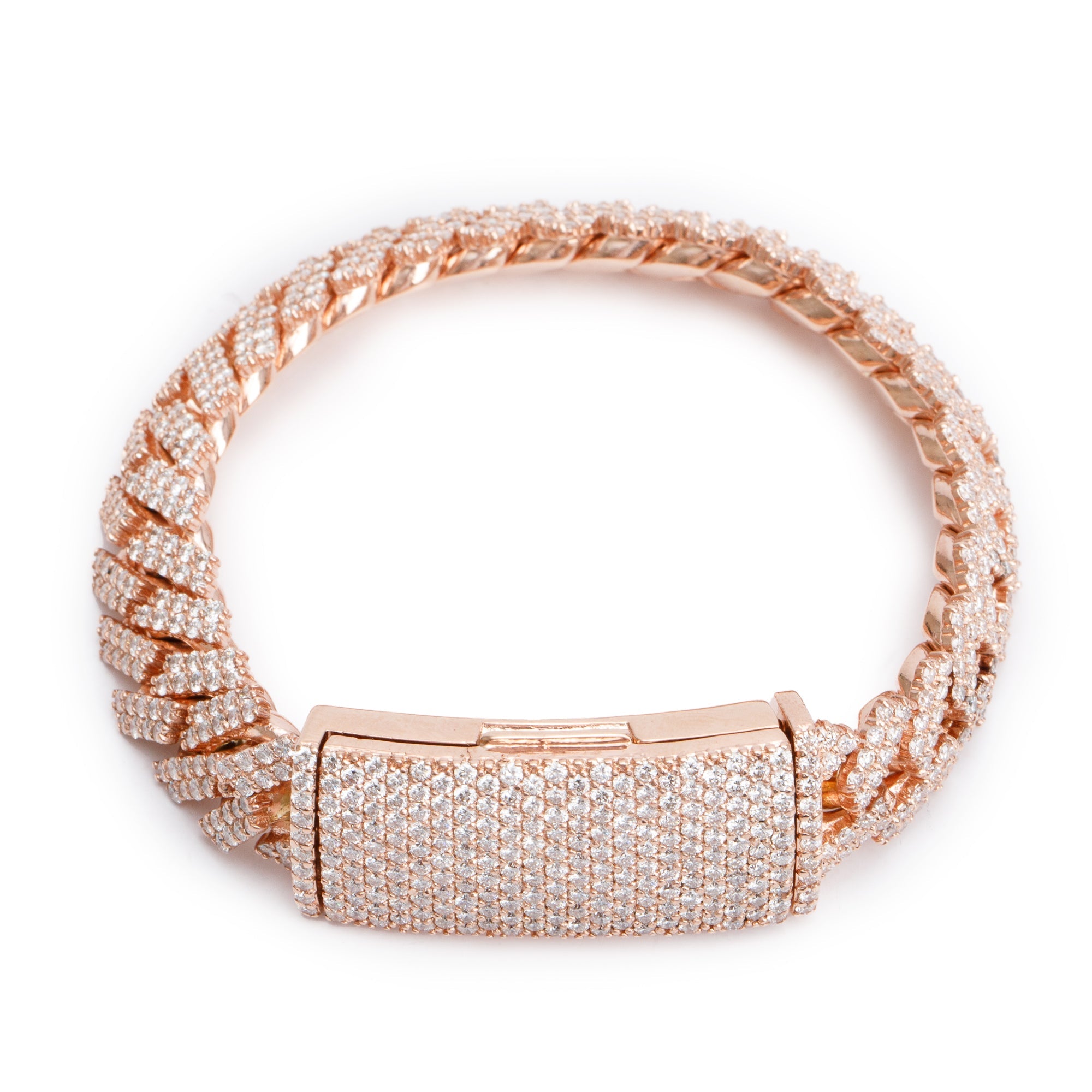 10k Rose Gold 17.13 tcw. Diamond Cuban Link Bracelet