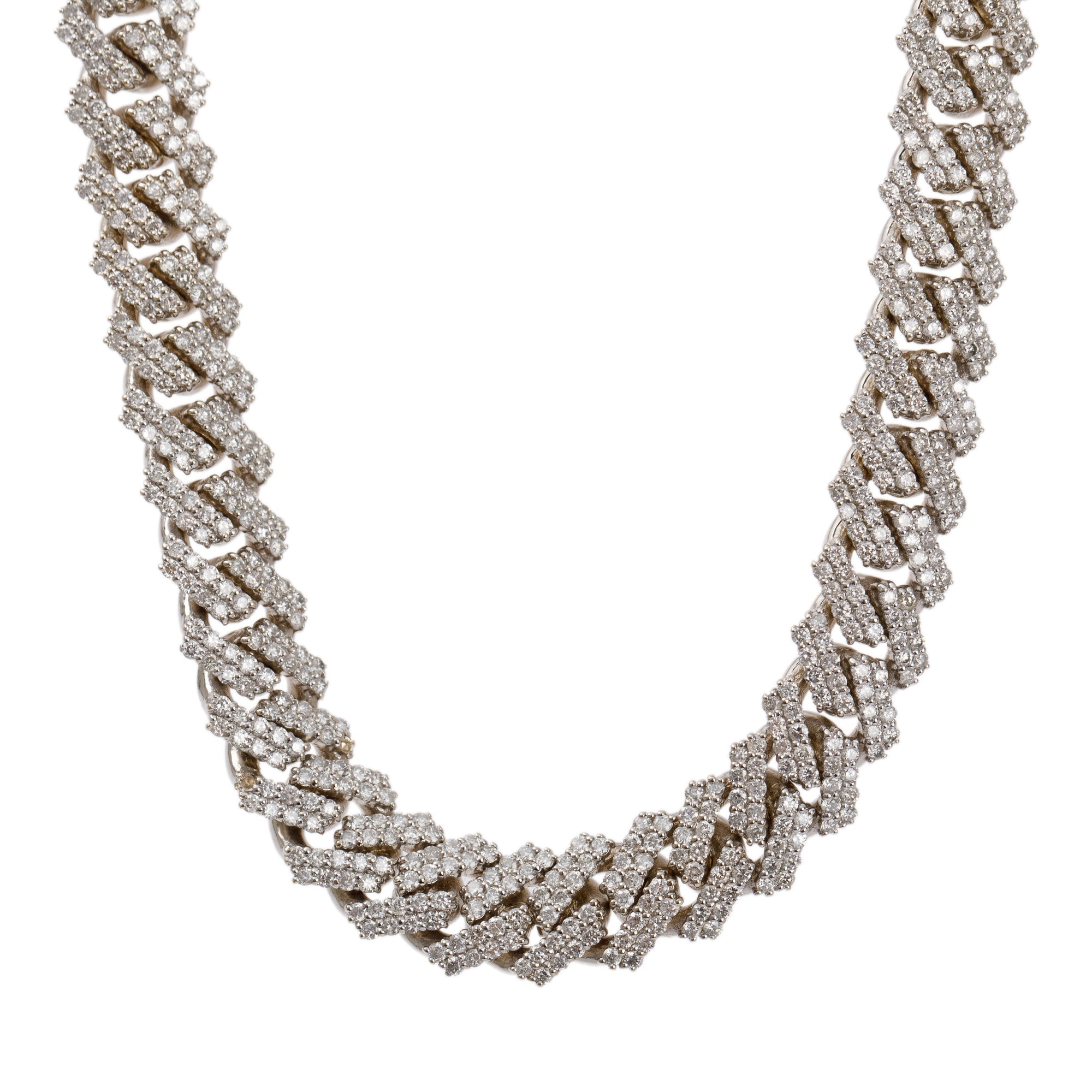 10k White Gold 17.83 tcw. Diamond Curb Link Necklace