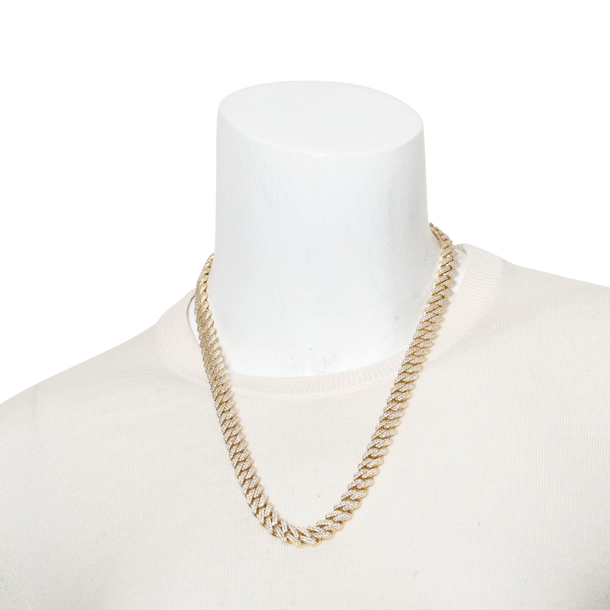 10k Yellow Gold 16.70 tcw. Pave Diamond Cuban Link Necklace