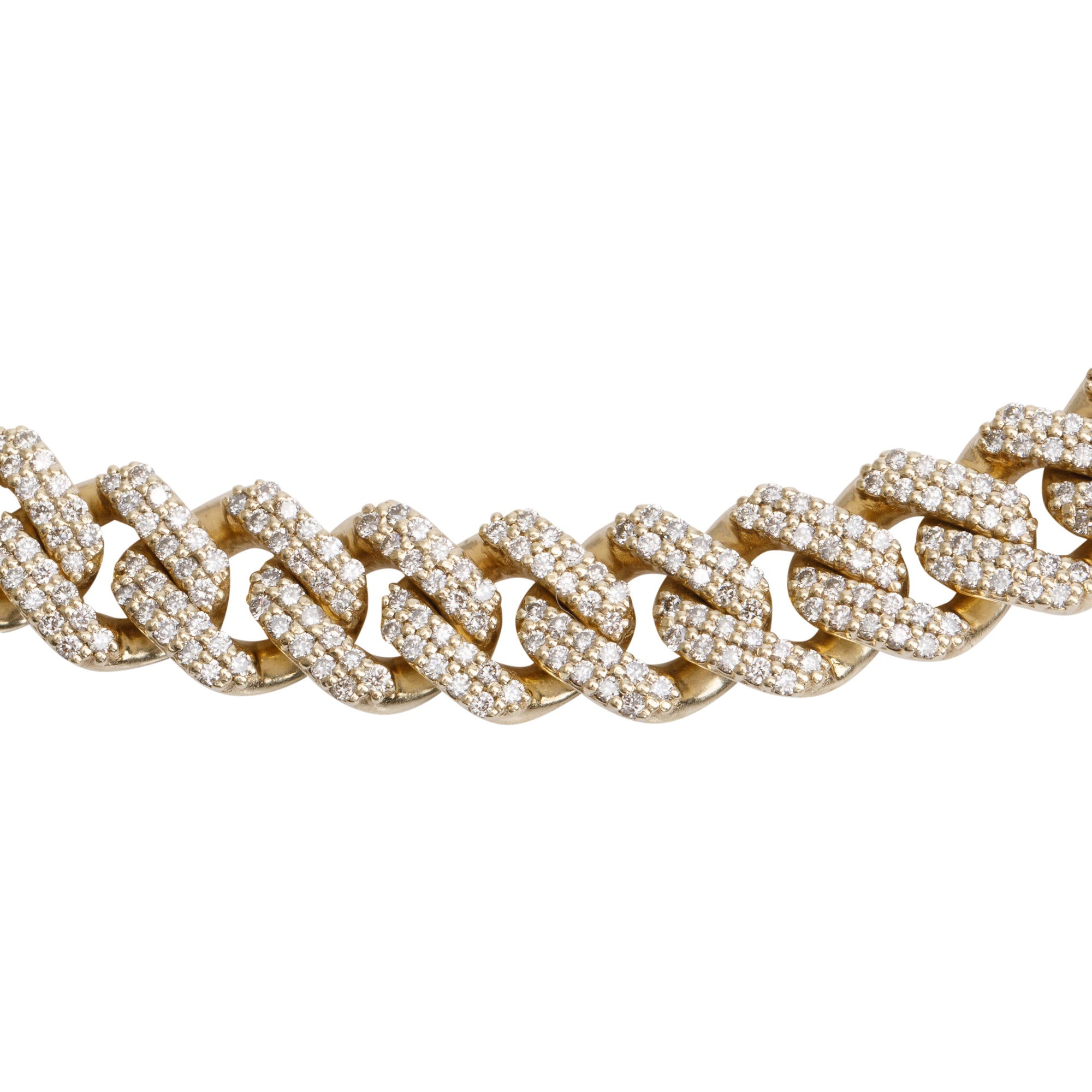 10k Yellow Gold 16.70 tcw. Pave Diamond Cuban Link Necklace