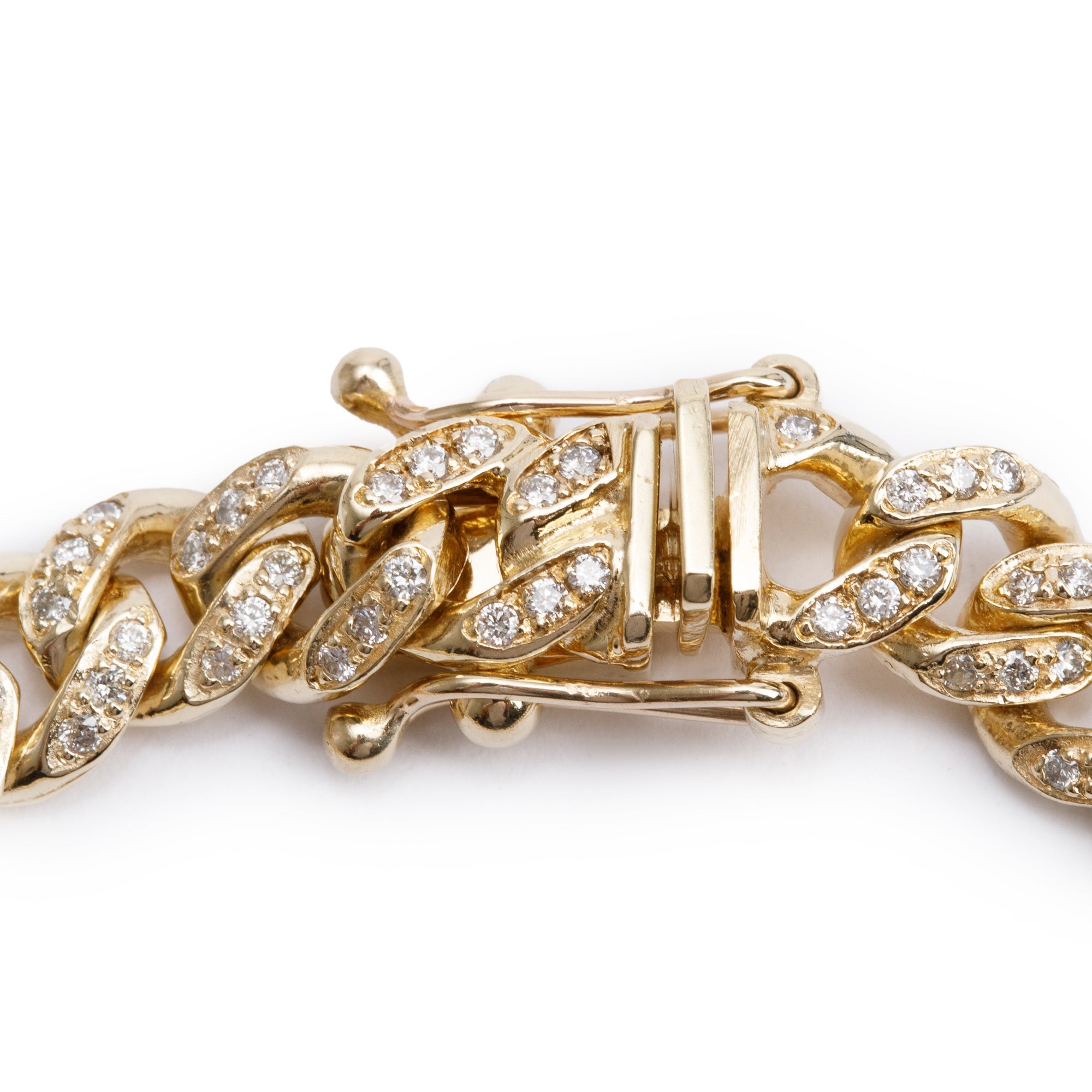10k Yellow Gold 2.10 tcw. Diamond Cuban Link Bracelet