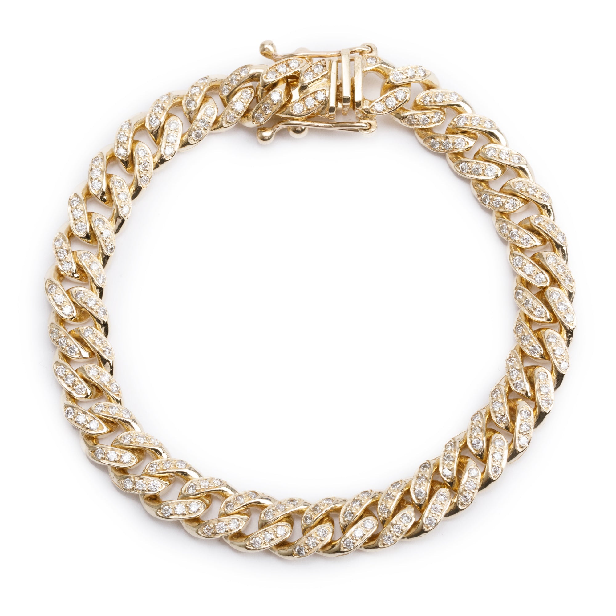 10k Yellow Gold 2.10 tcw. Diamond Cuban Link Bracelet