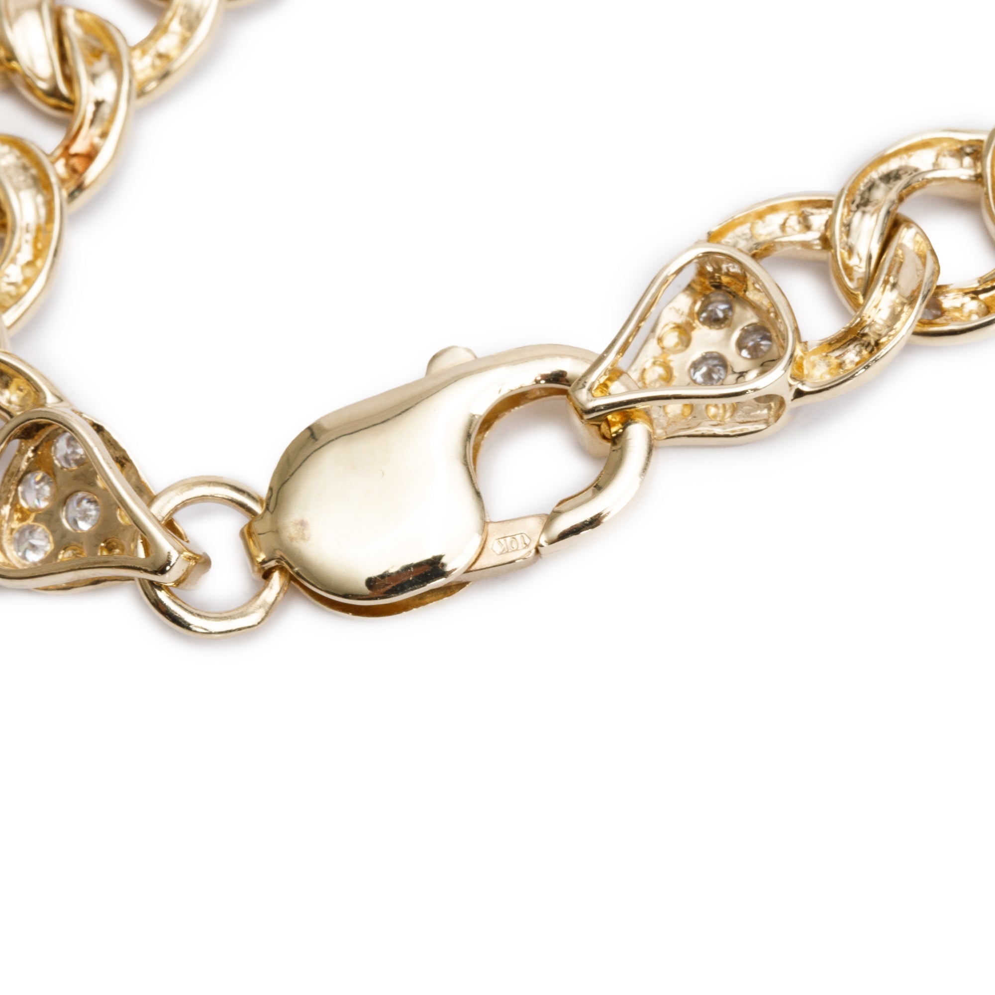 10k Yellow Gold Pave Diamond Cuban Link Bracelet