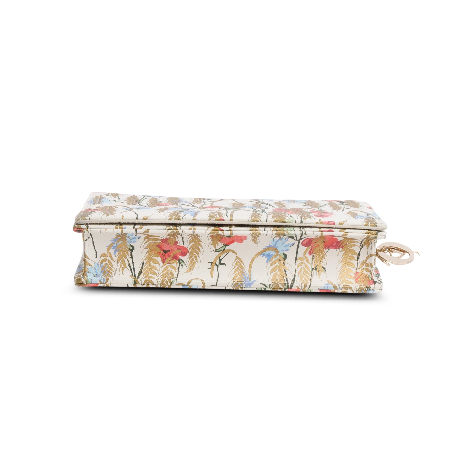 Christian Dior 2020 White Leather Hibiscus Lady Dior Wallet on Chain w/ Inserts