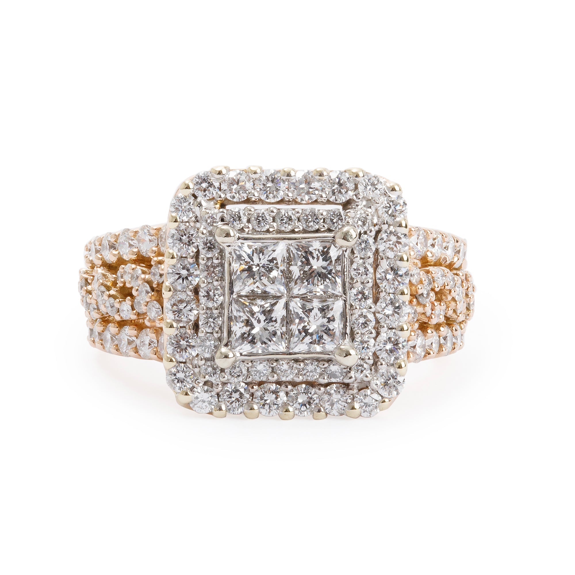 14k Rose Gold Invisible Set Diamond Ring