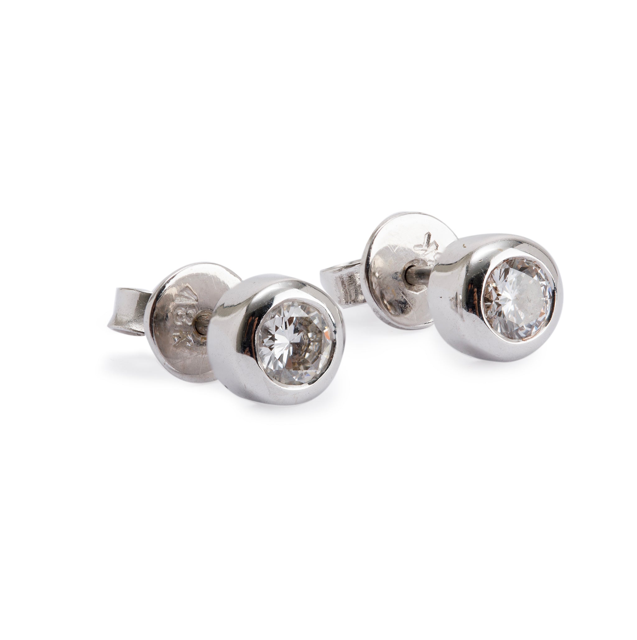14k White Gold 0.55 tcw. Bezel-Set Diamond Stud Earrings