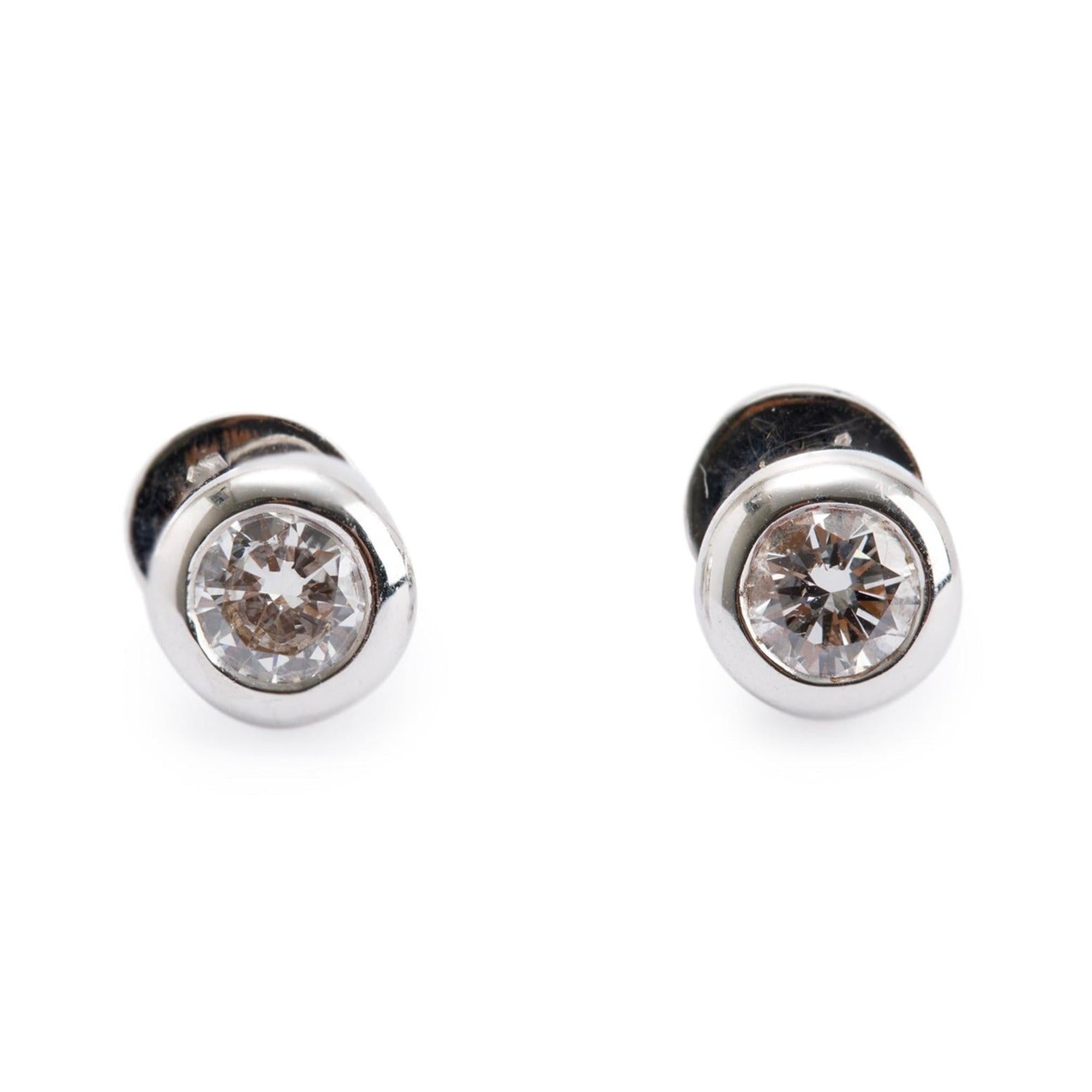 14k White Gold 0.55 tcw. Bezel-Set Diamond Stud Earrings