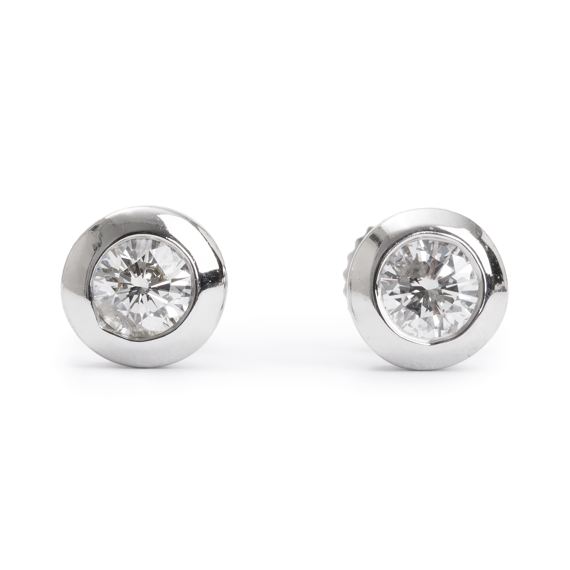 14k White Gold 0.55 tcw. Bezel-Set Diamond Stud Earrings