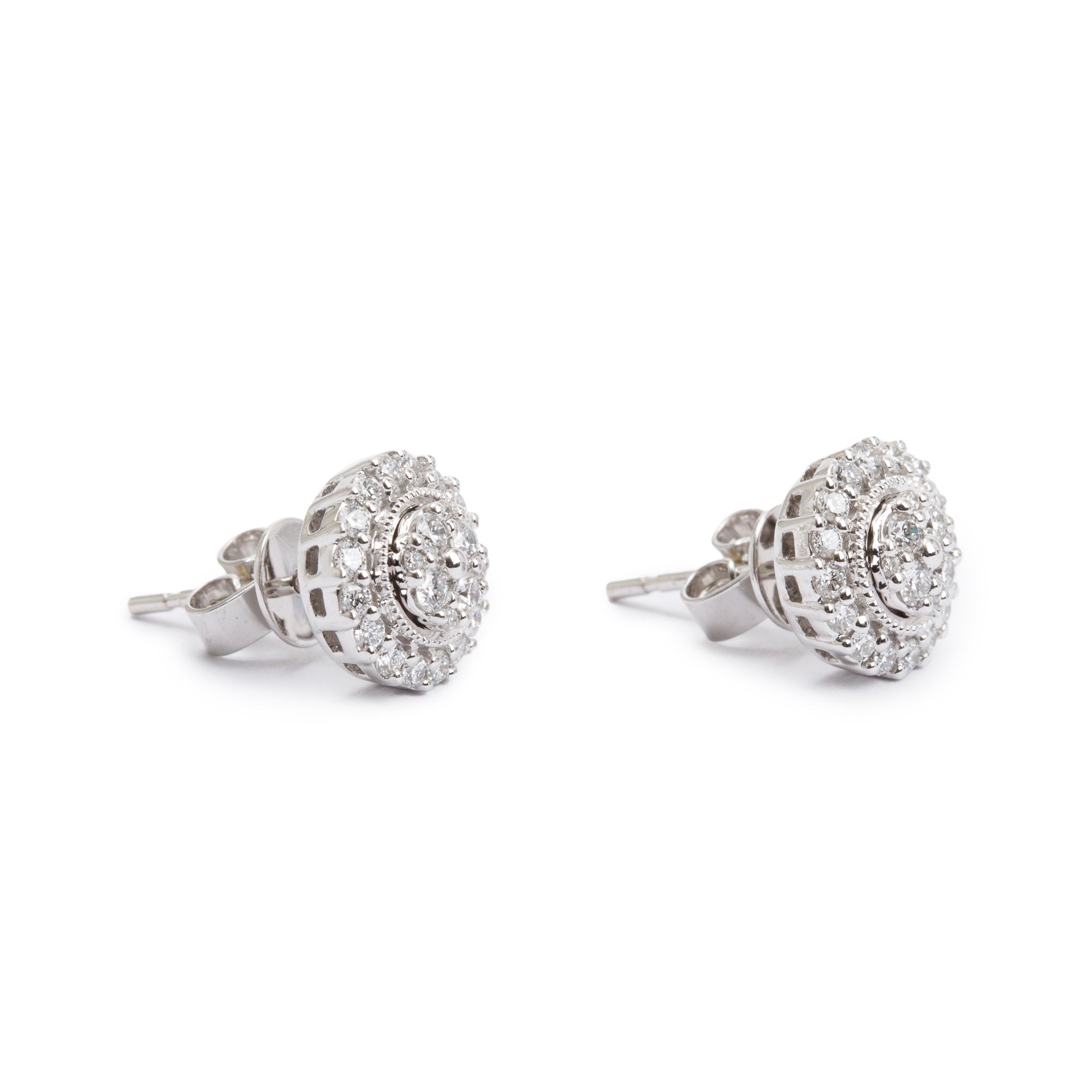 14k White Gold 0.62 tcw. Diamond Cluster Earrings