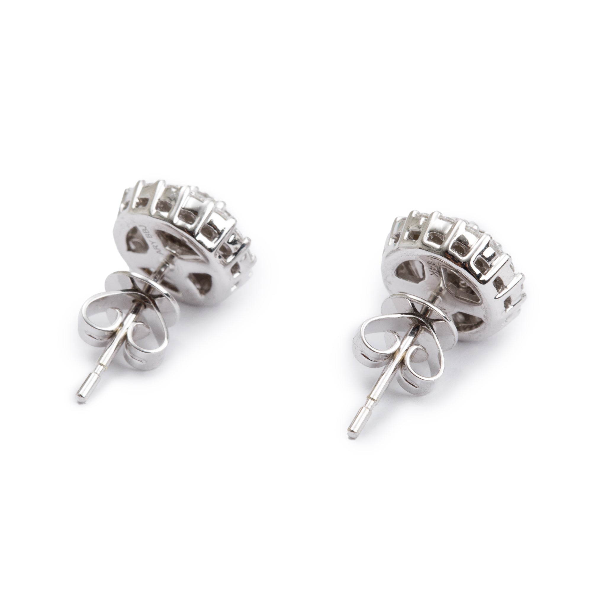 14k White Gold 0.62 tcw. Diamond Cluster Earrings