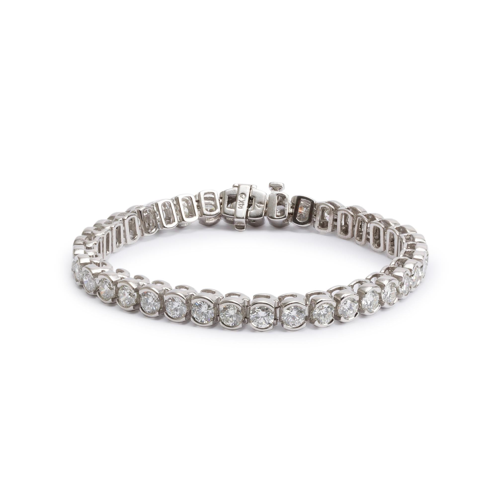 14k White Gold 12.61 tcw. Diamond Tennis Bracelet