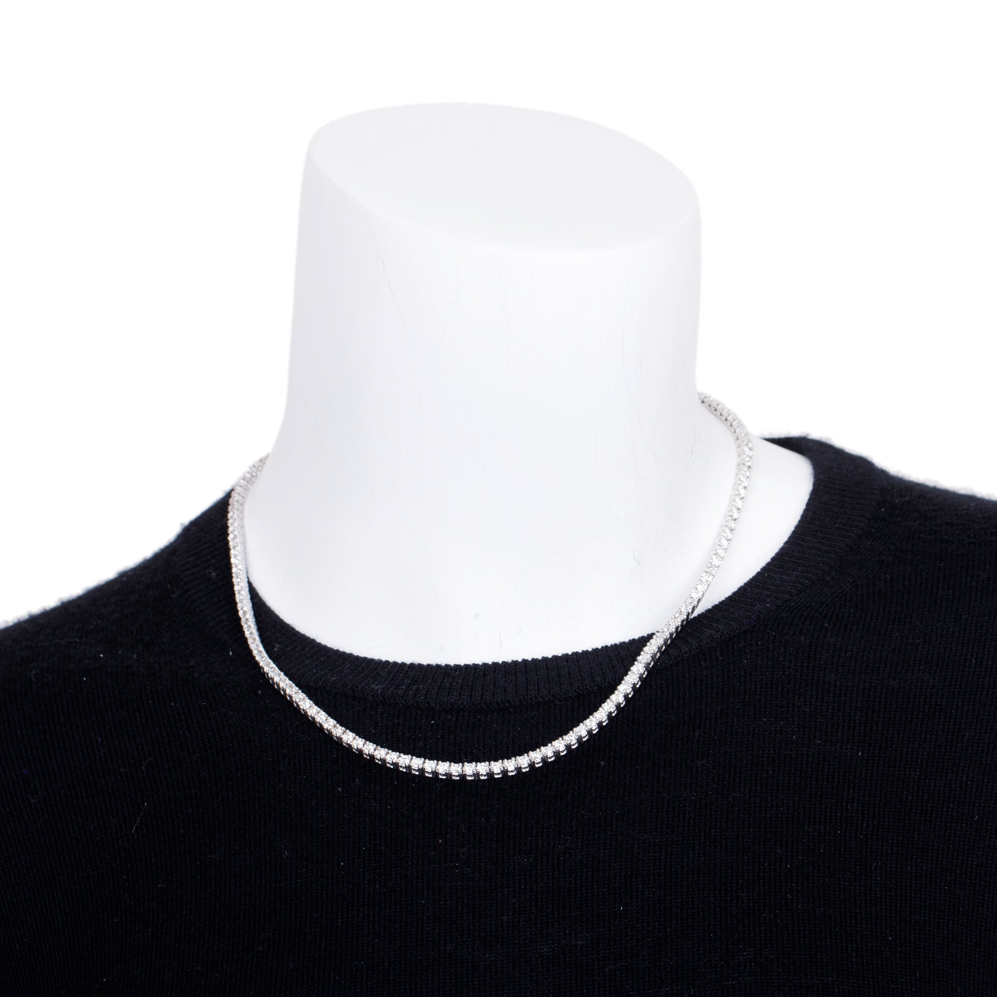 14k White Gold 13.30 tcw. Diamond Tennis Necklace