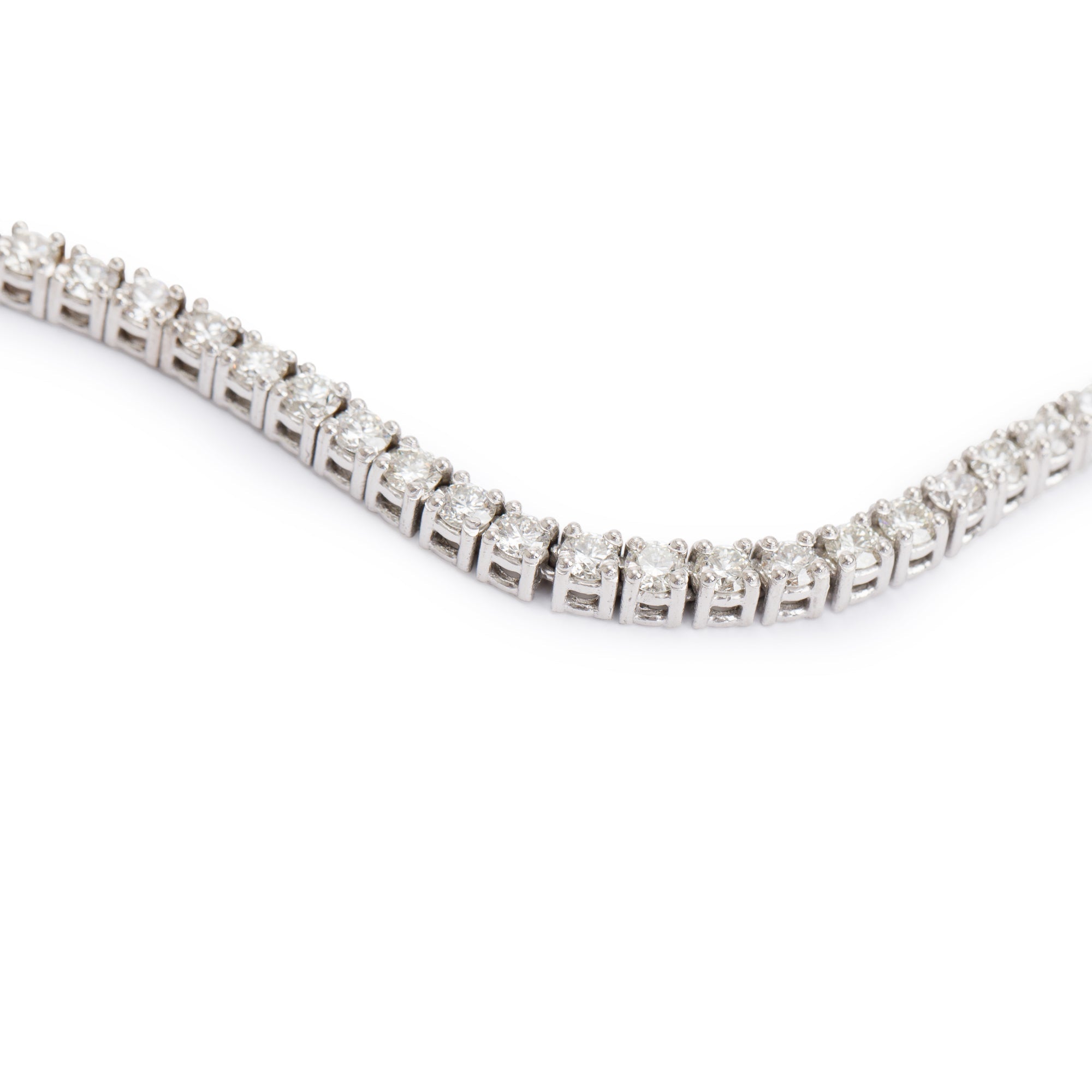 14k White Gold 13.30 tcw. Diamond Tennis Necklace