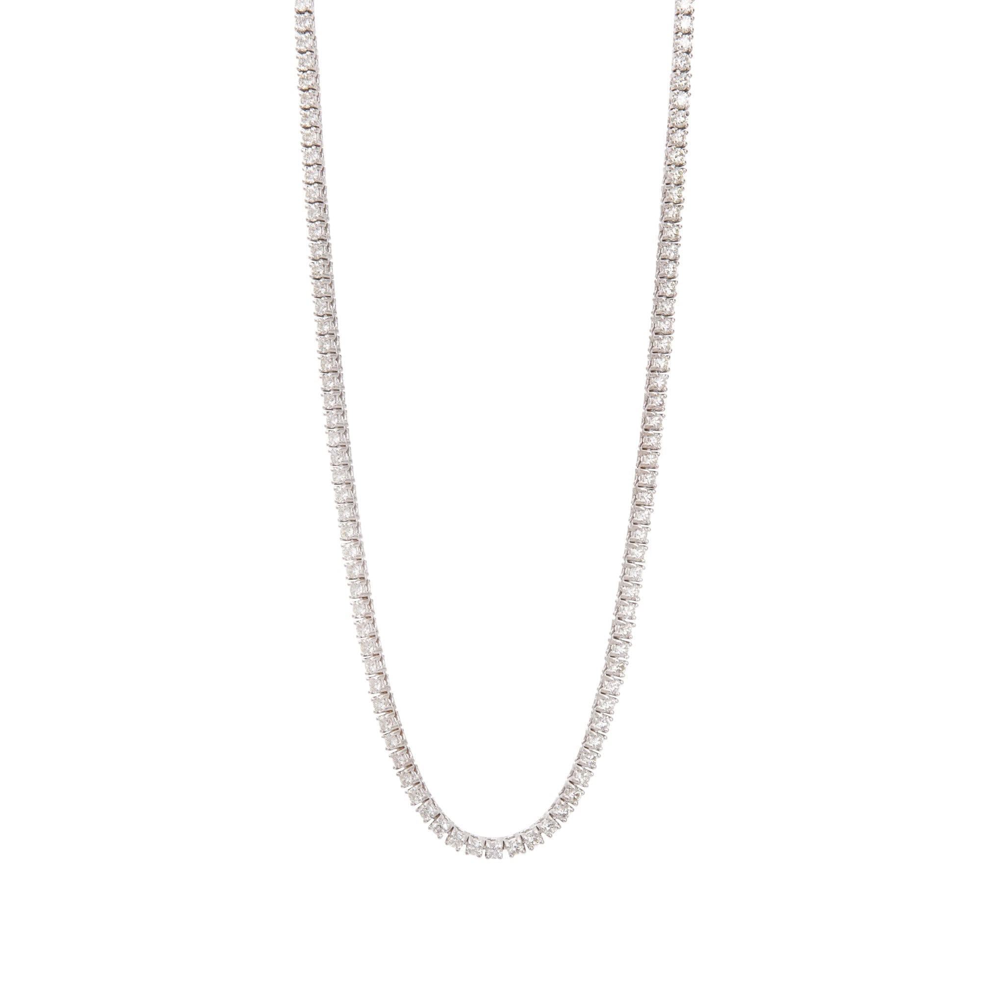 14k White Gold 13.30 tcw. Diamond Tennis Necklace