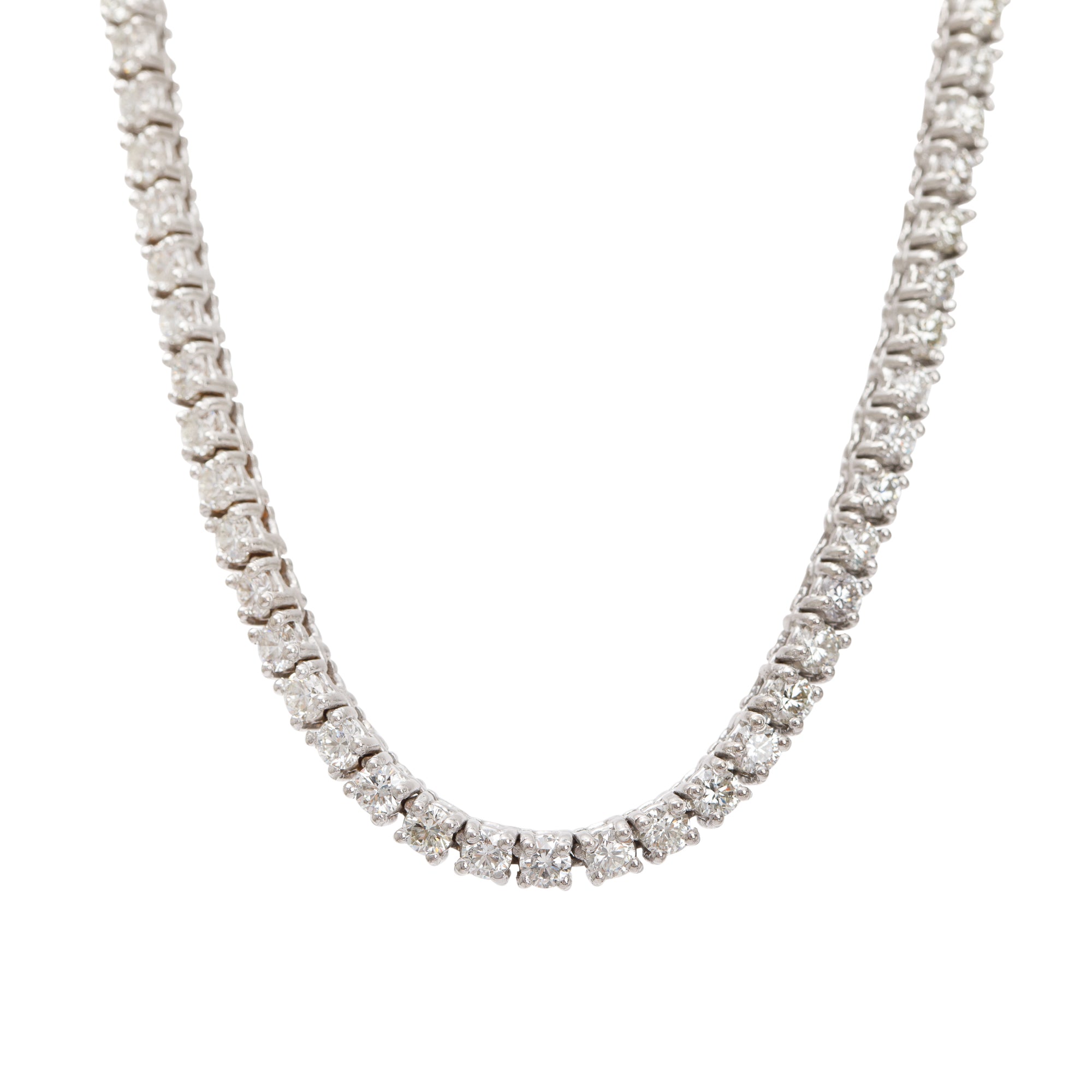 14k White Gold 13.30 tcw. Diamond Tennis Necklace