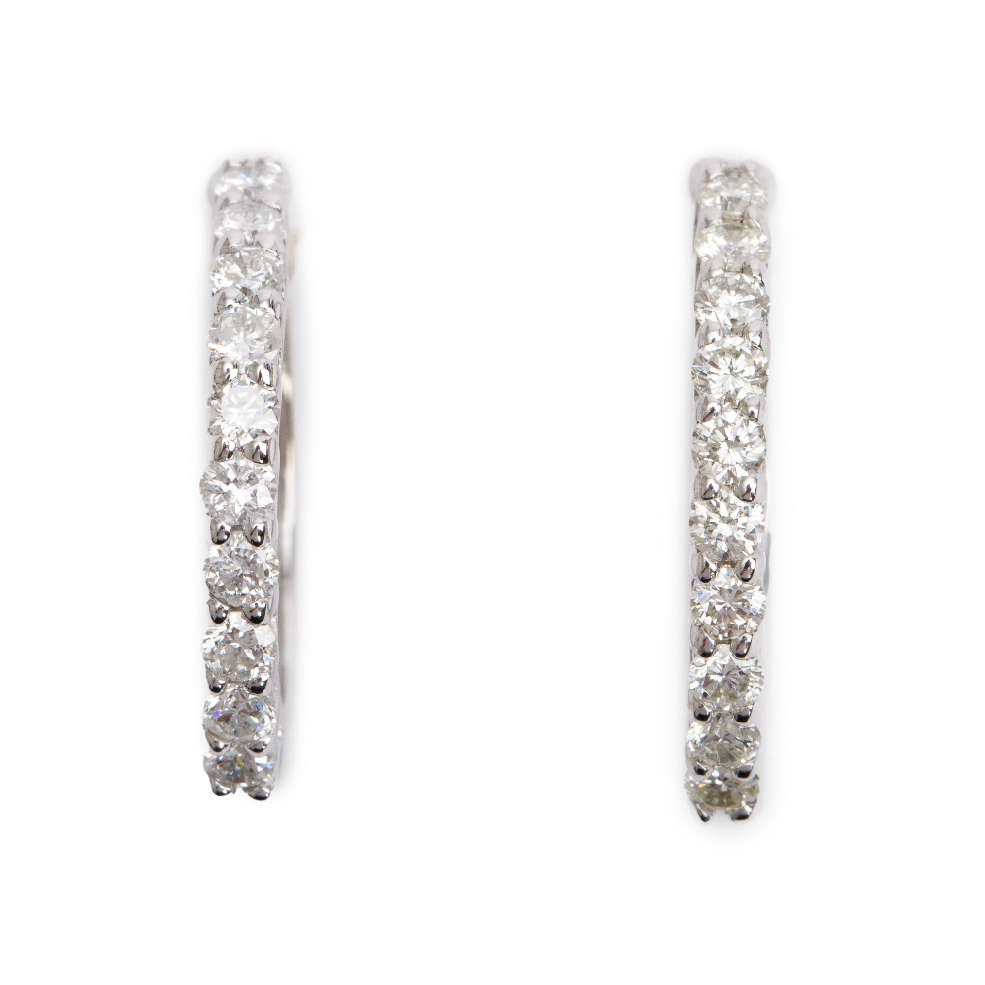 14k White Gold 1.00 tcw. Diamond Hoop Earrings