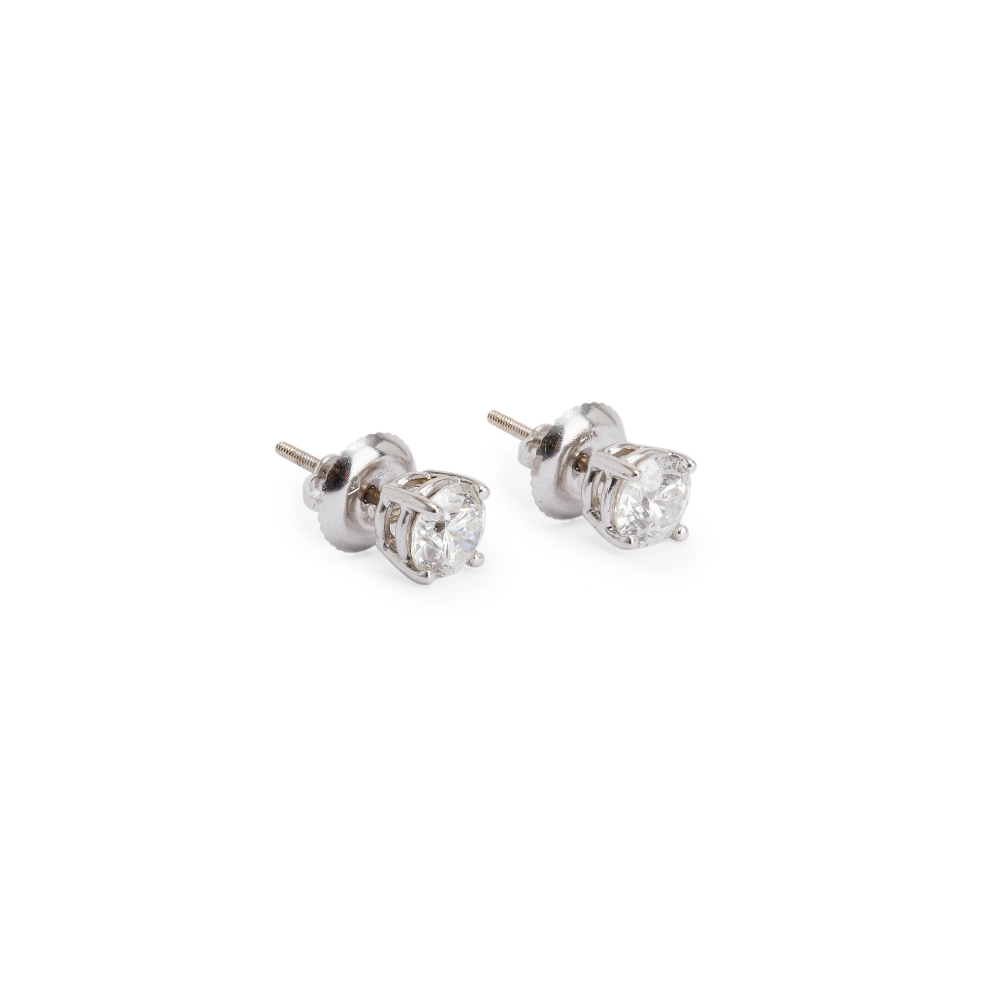 14k White Gold 1.00 tcw. Diamond Stud Earrings