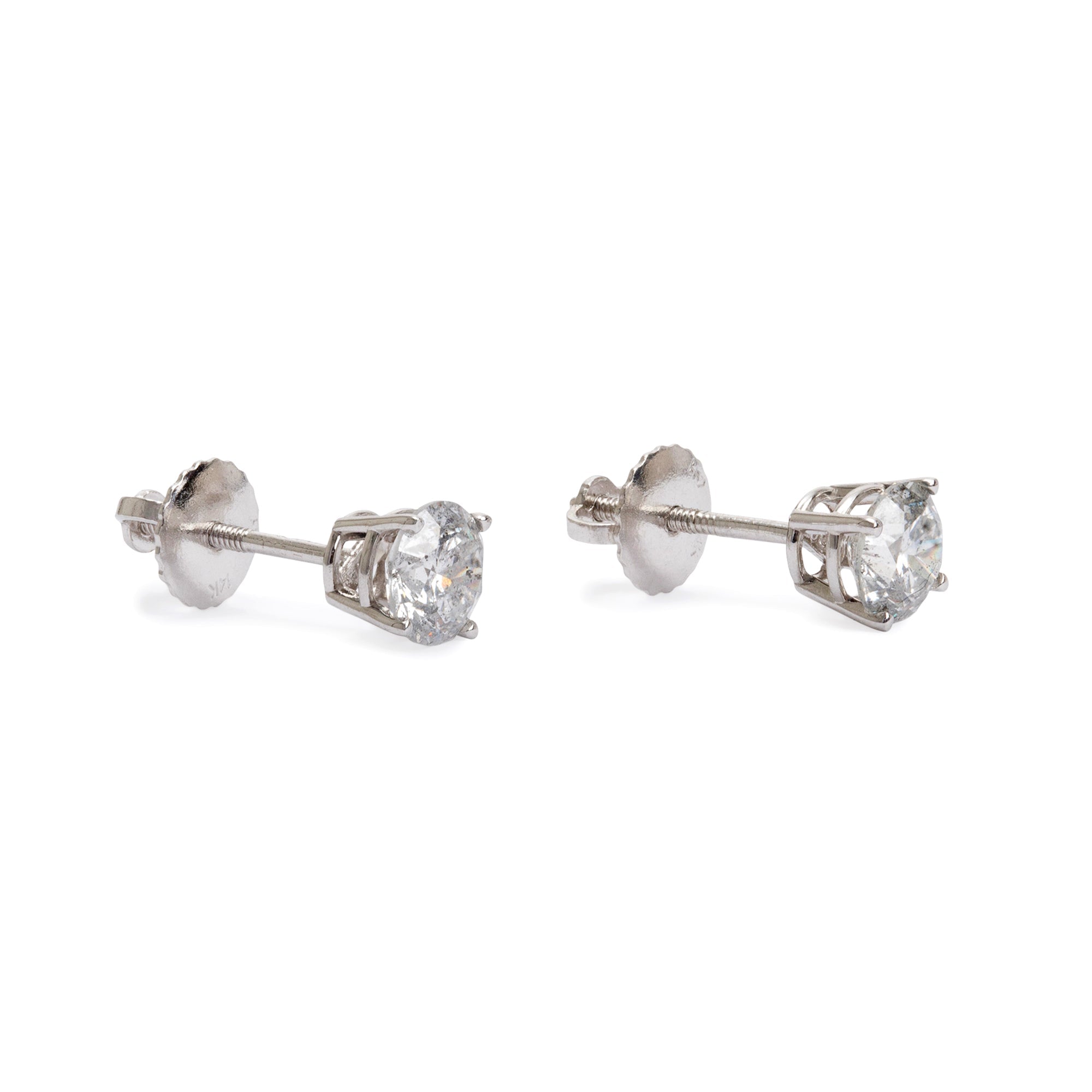 14k White Gold 1.06 tcw Diamond Stud Earrings
