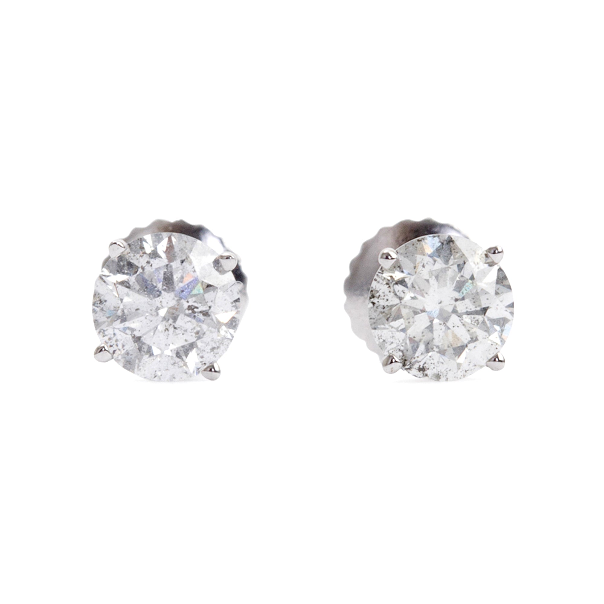 14k White Gold 1.06 tcw Diamond Stud Earrings