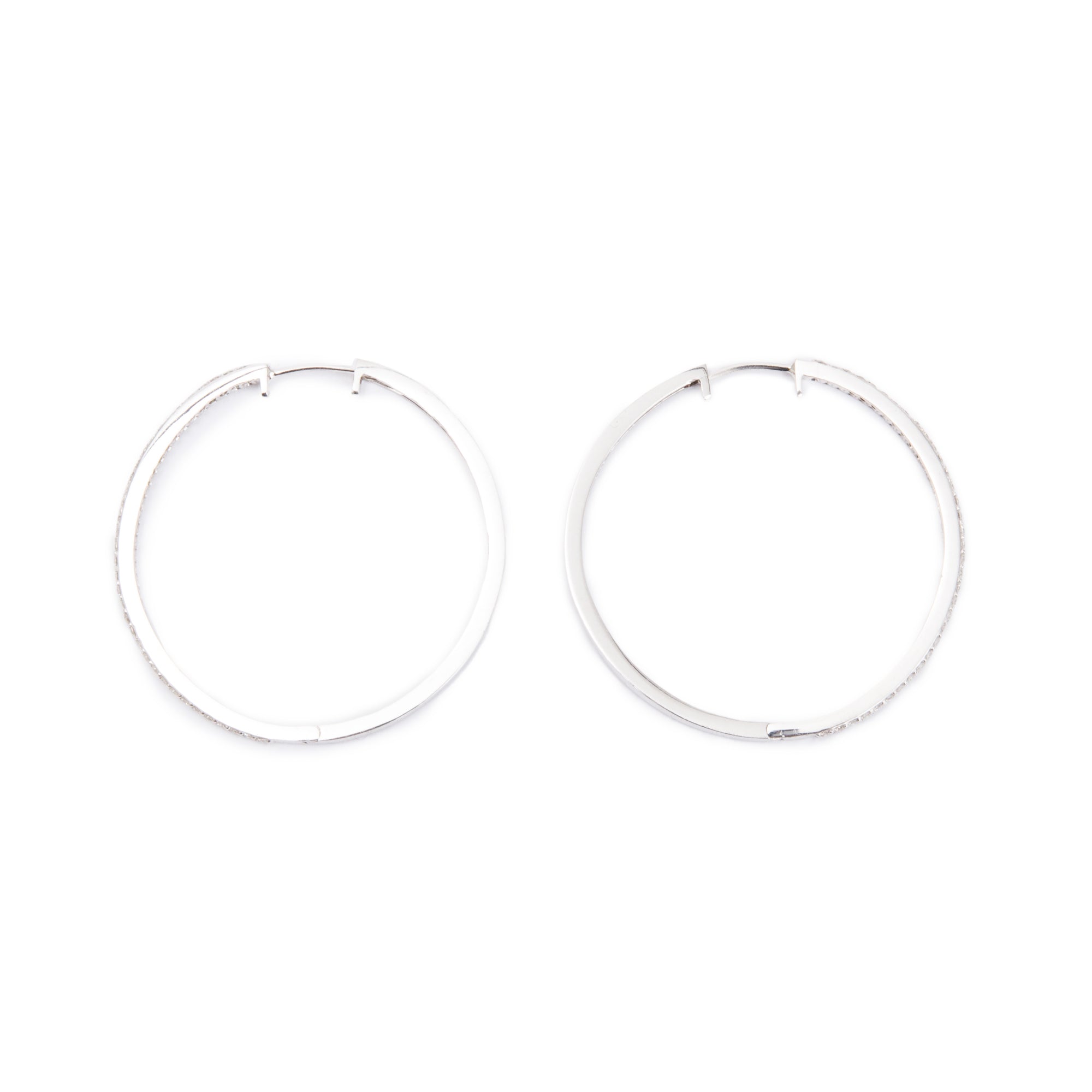 14k White Gold 1.06 tcw. Diamond 43 MM Hoop Earrings