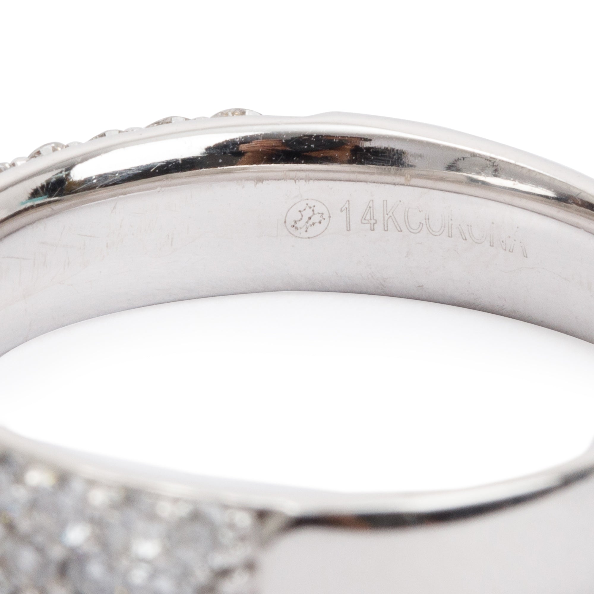 14k White Gold 1.06 tcw. Three-Row Pave Diamond Band Ring, Size 8.25