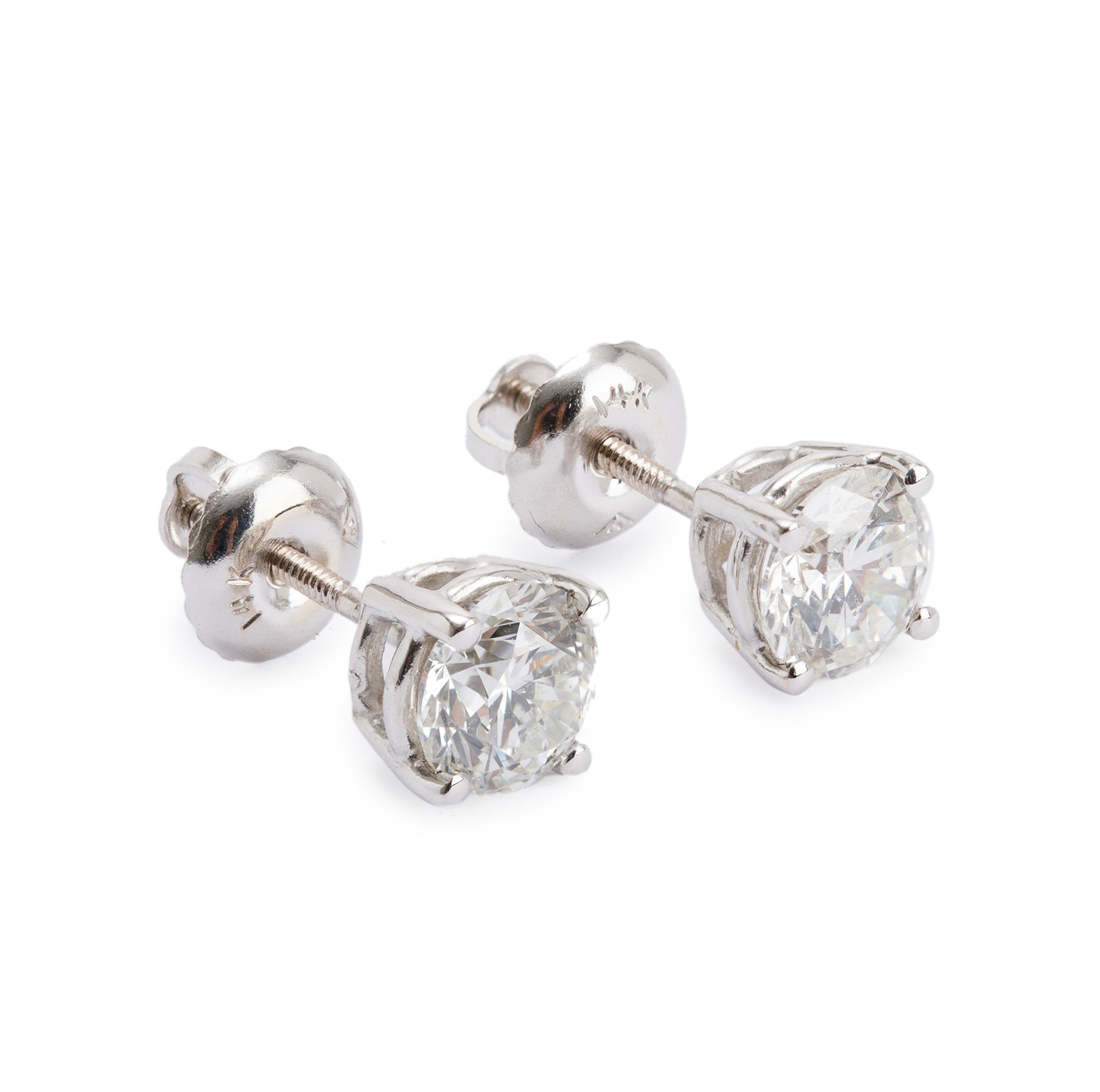 14k White Gold 1.11 tcw. Diamond Stud Earrings