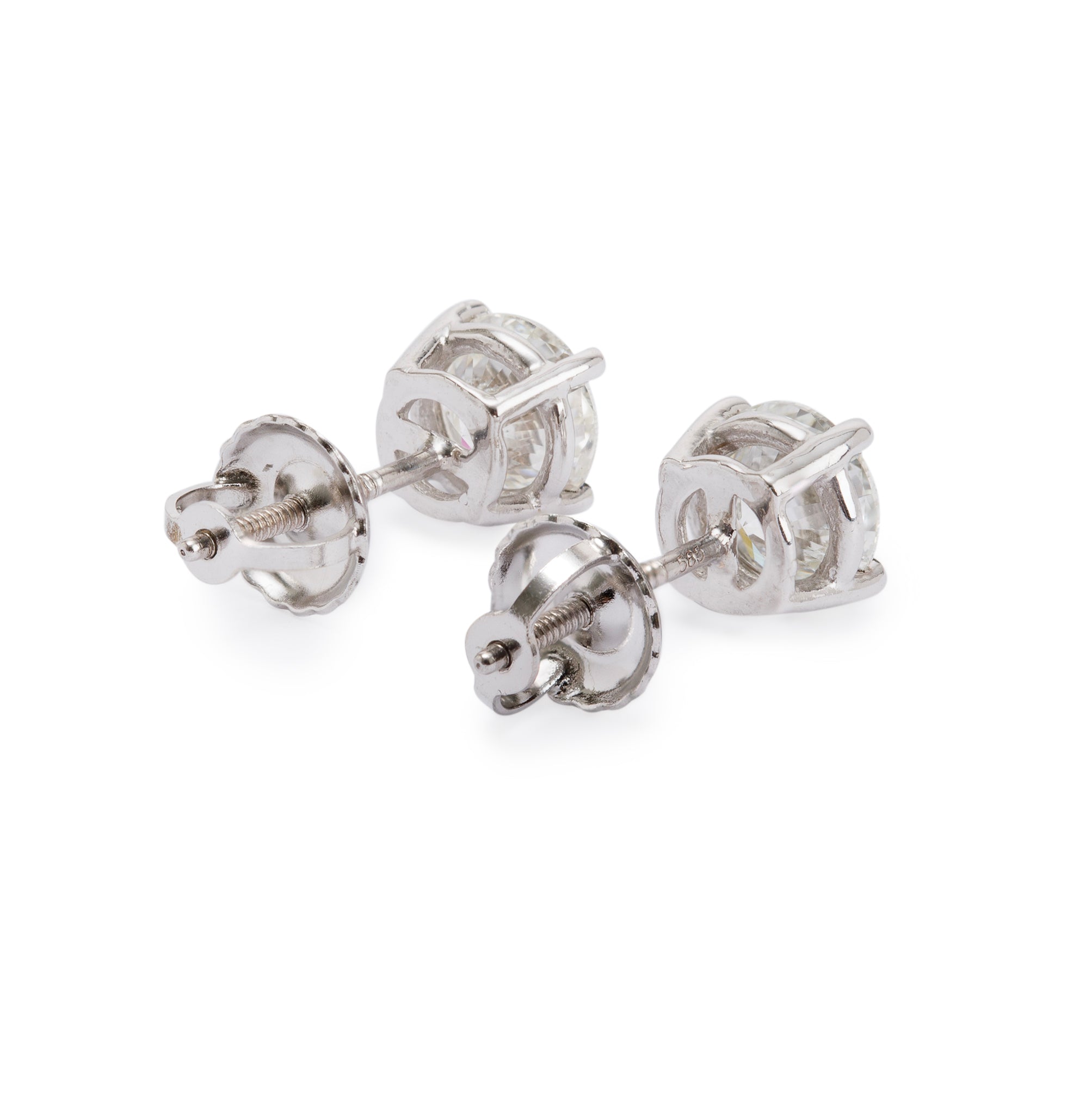 14k White Gold 1.11 tcw. Diamond Stud Earrings