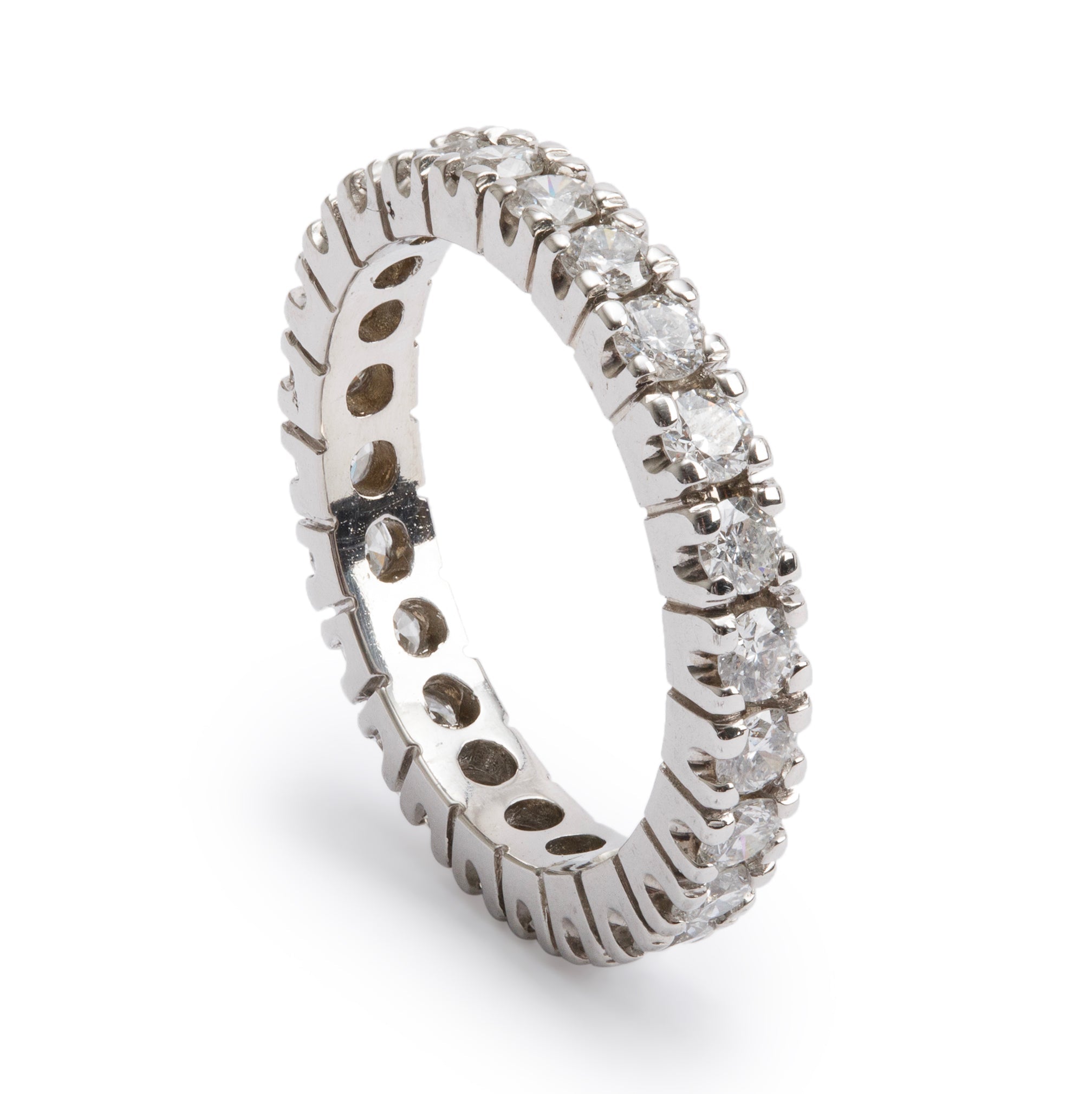 14k White Gold 1.20 tcw. Diamond Eternity Band Ring, Size 5.5