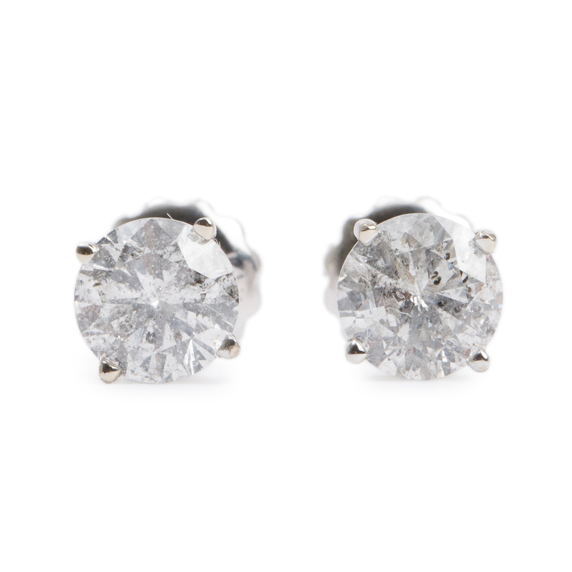 14k White Gold 1.25 tcw Diamond Stud Earrings