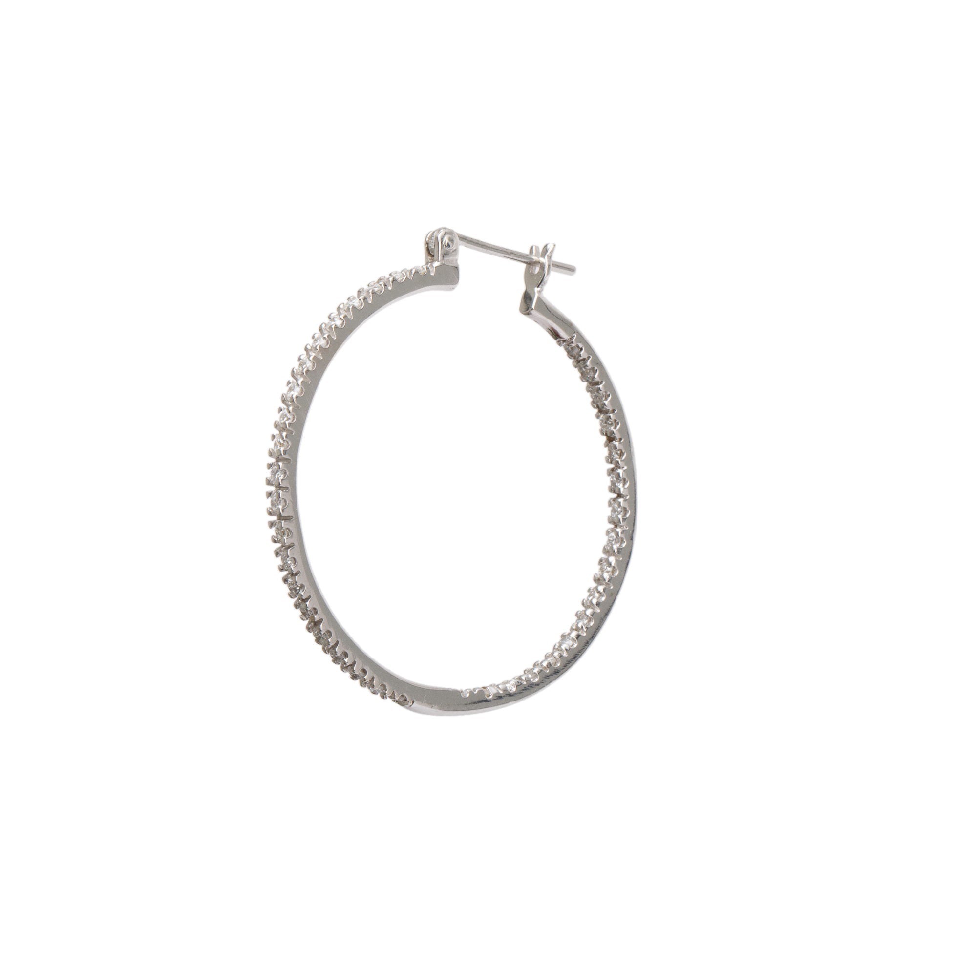 14k White Gold 1.52 tcw. Diamond Hoop Earrings