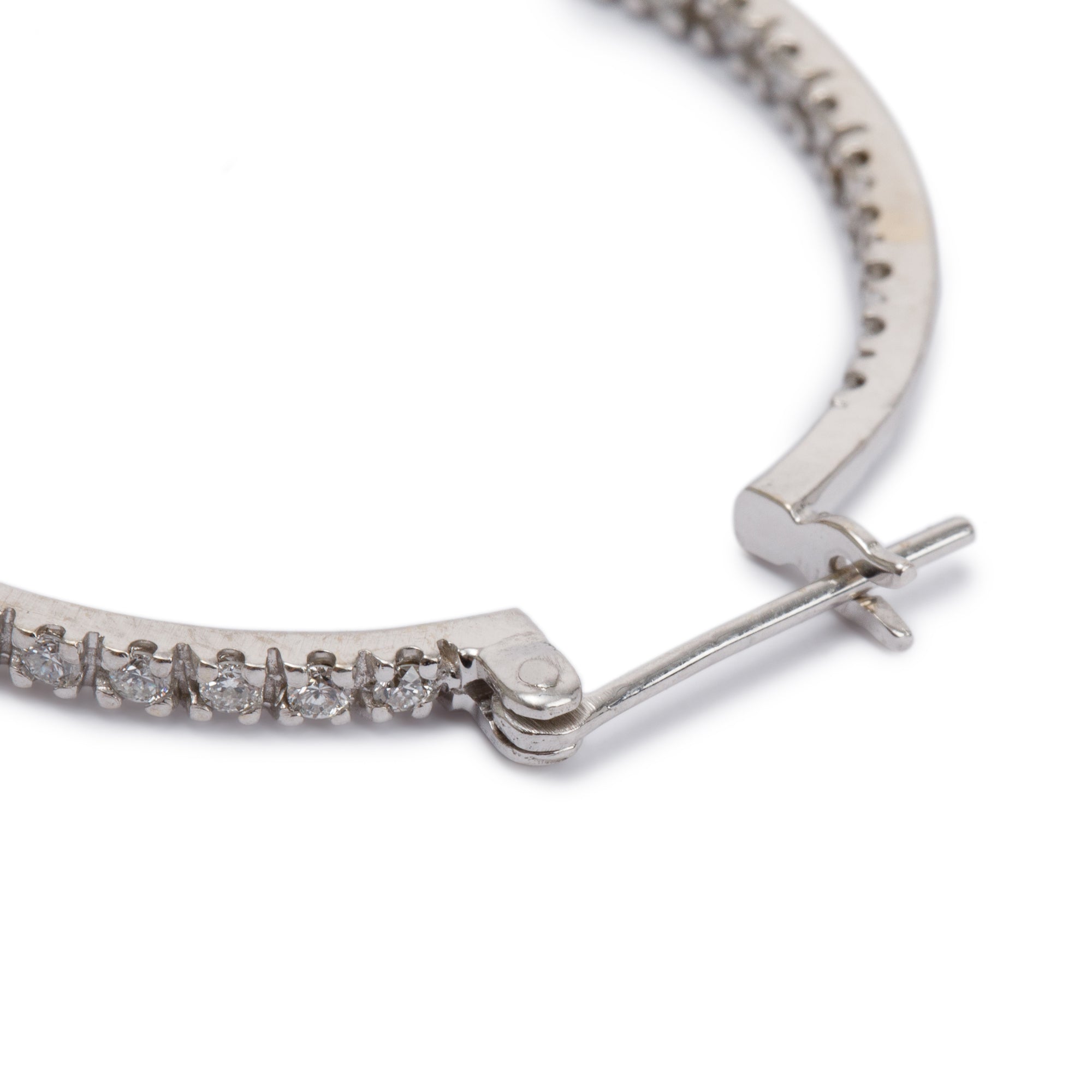 14k White Gold 1.52 tcw. Diamond Hoop Earrings
