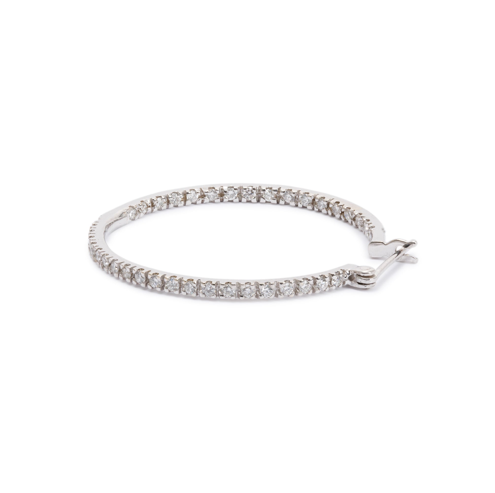 14k White Gold 1.52 tcw. Diamond Hoop Earrings