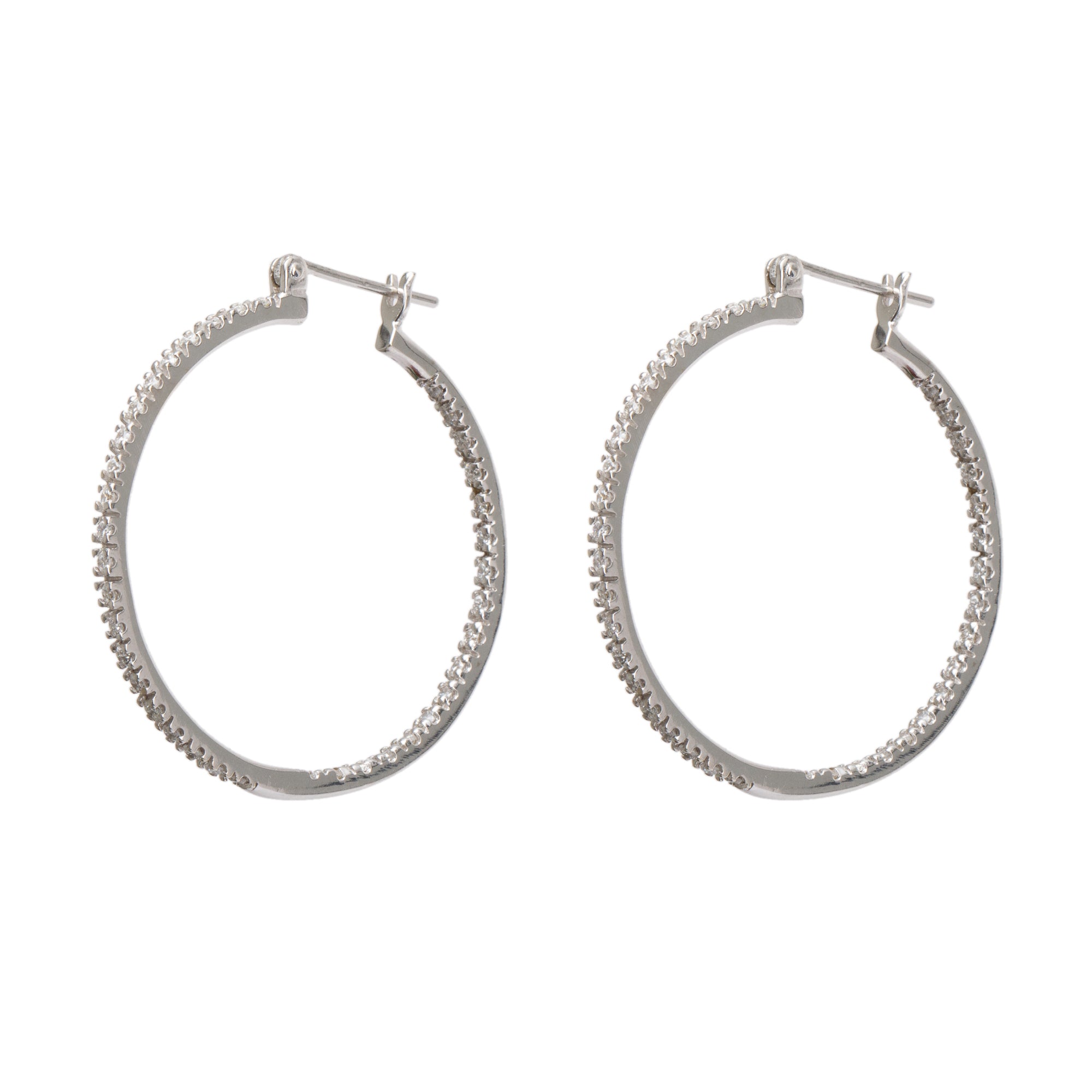 14k White Gold 1.52 tcw. Diamond Hoop Earrings