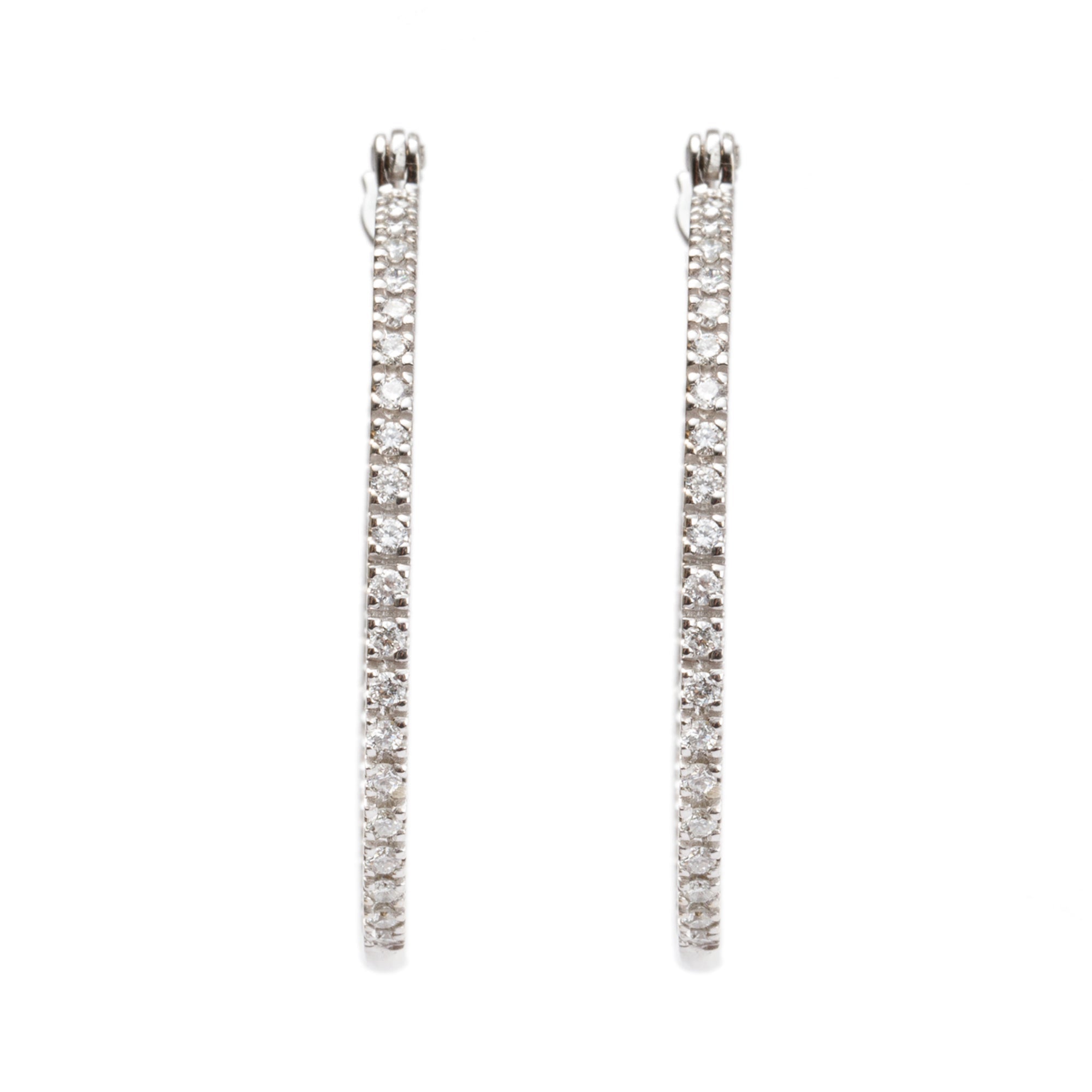 14k White Gold 1.52 tcw. Diamond Hoop Earrings
