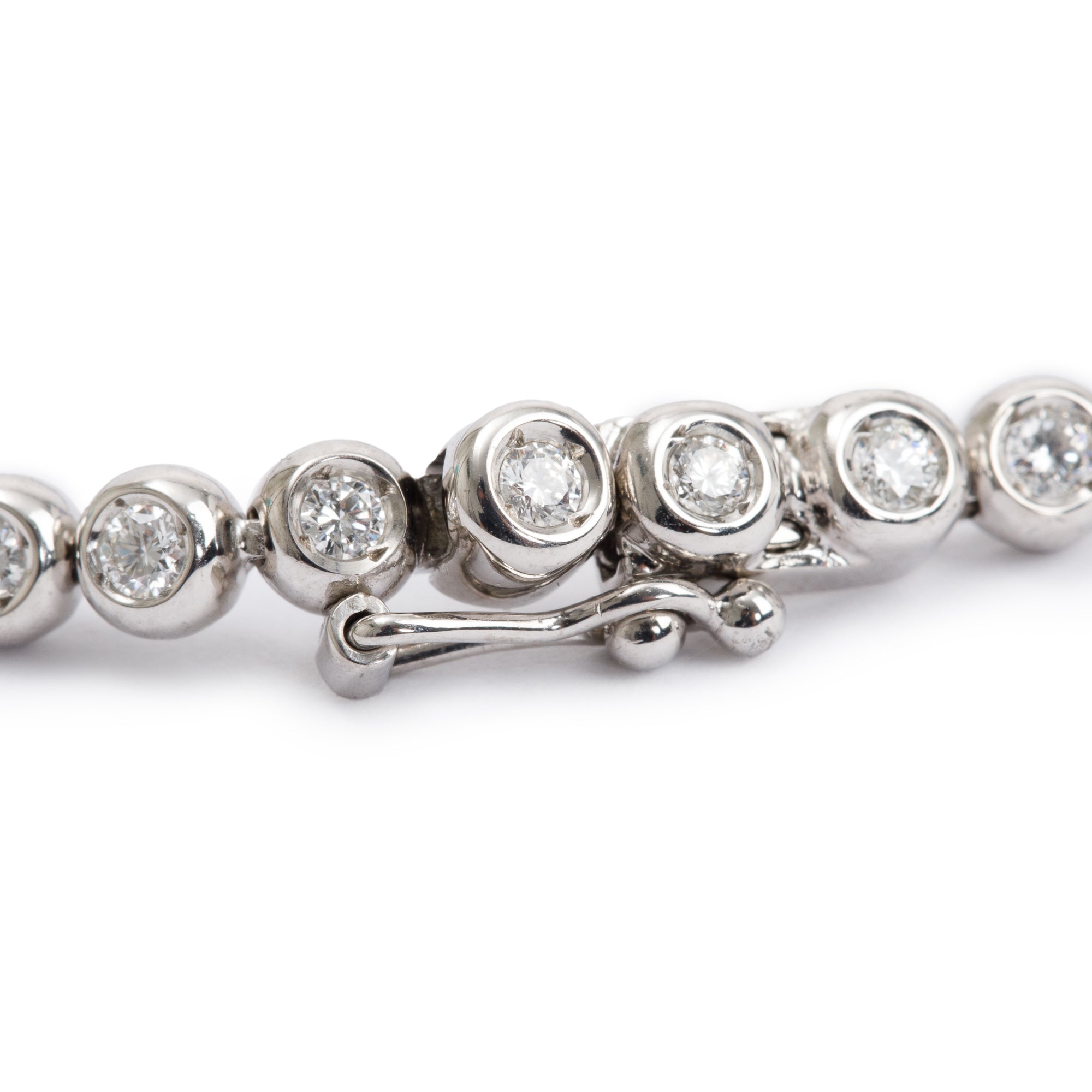 14k White Gold 1.75 tcw. Diamond Round Link Tennis Bracelet