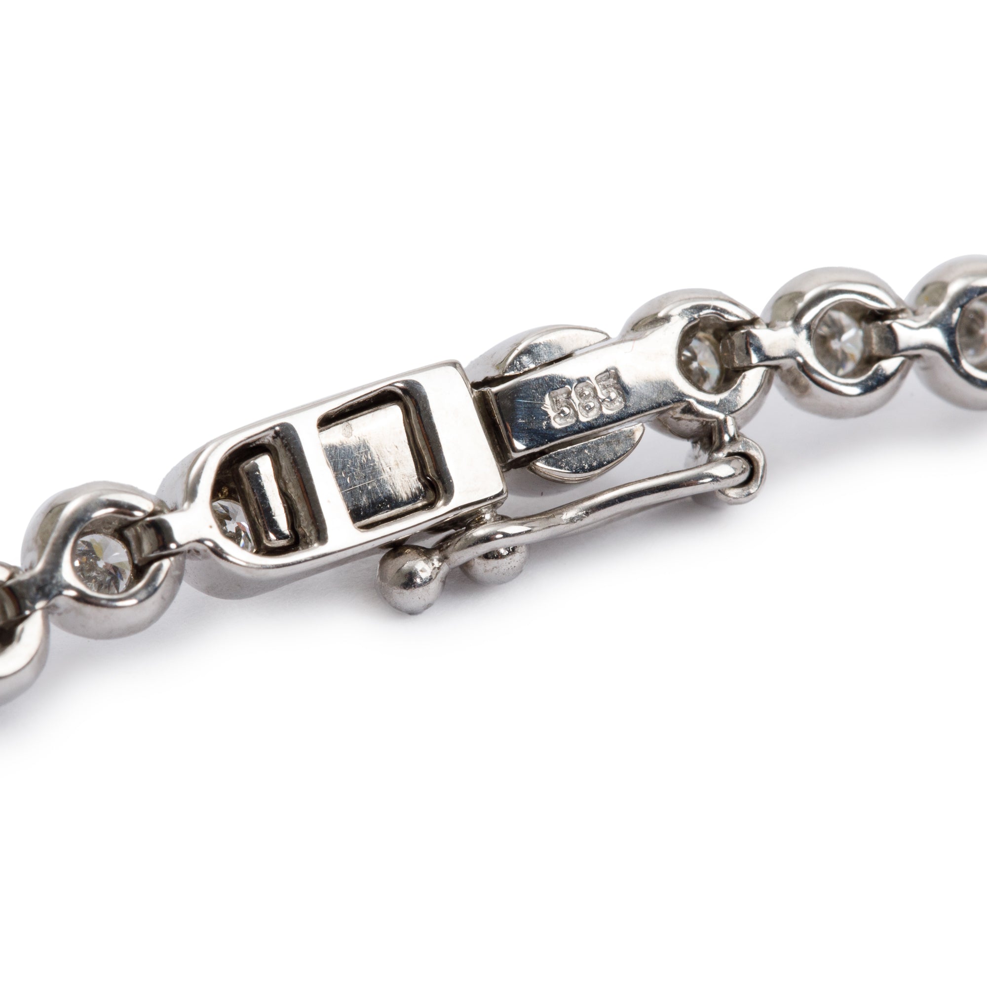 14k White Gold 1.75 tcw. Diamond Round Link Tennis Bracelet