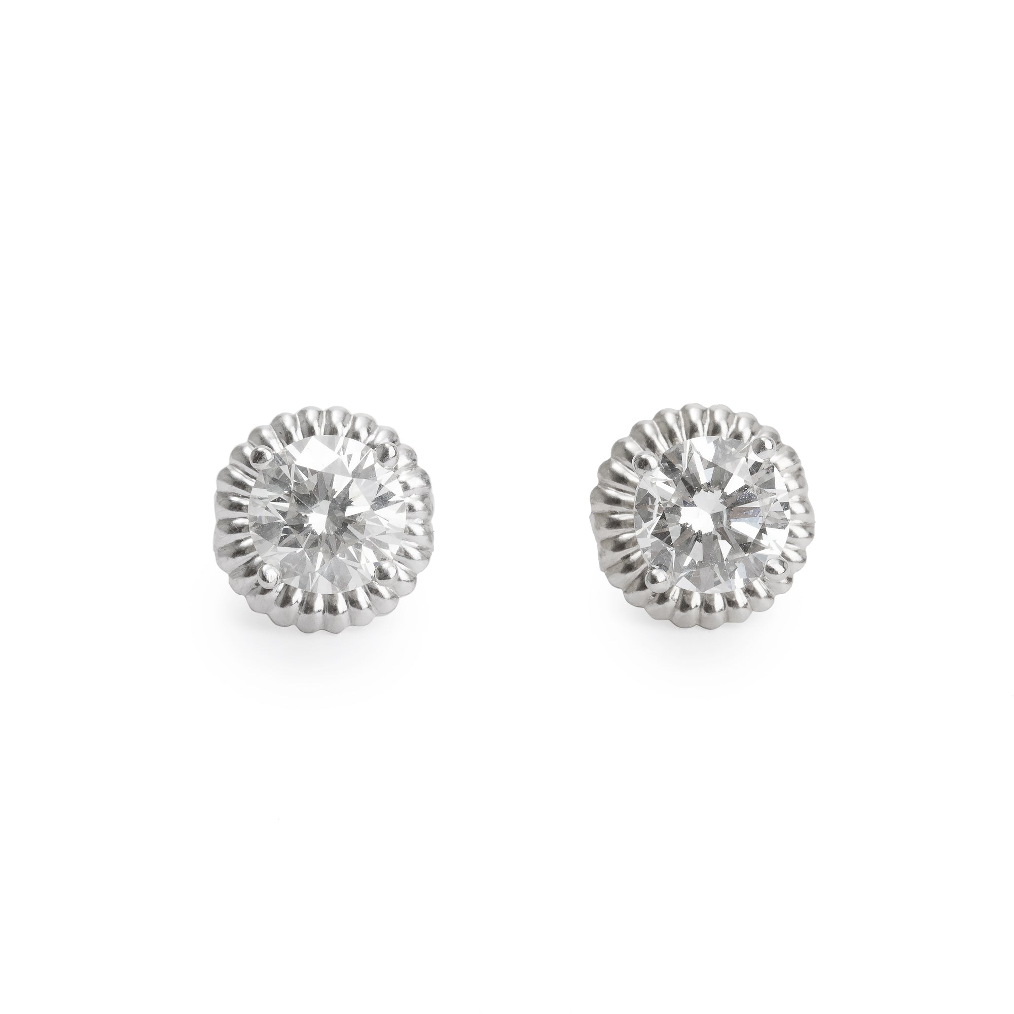 14k White Gold 1.86 tcw. Diamond Stud Earrings