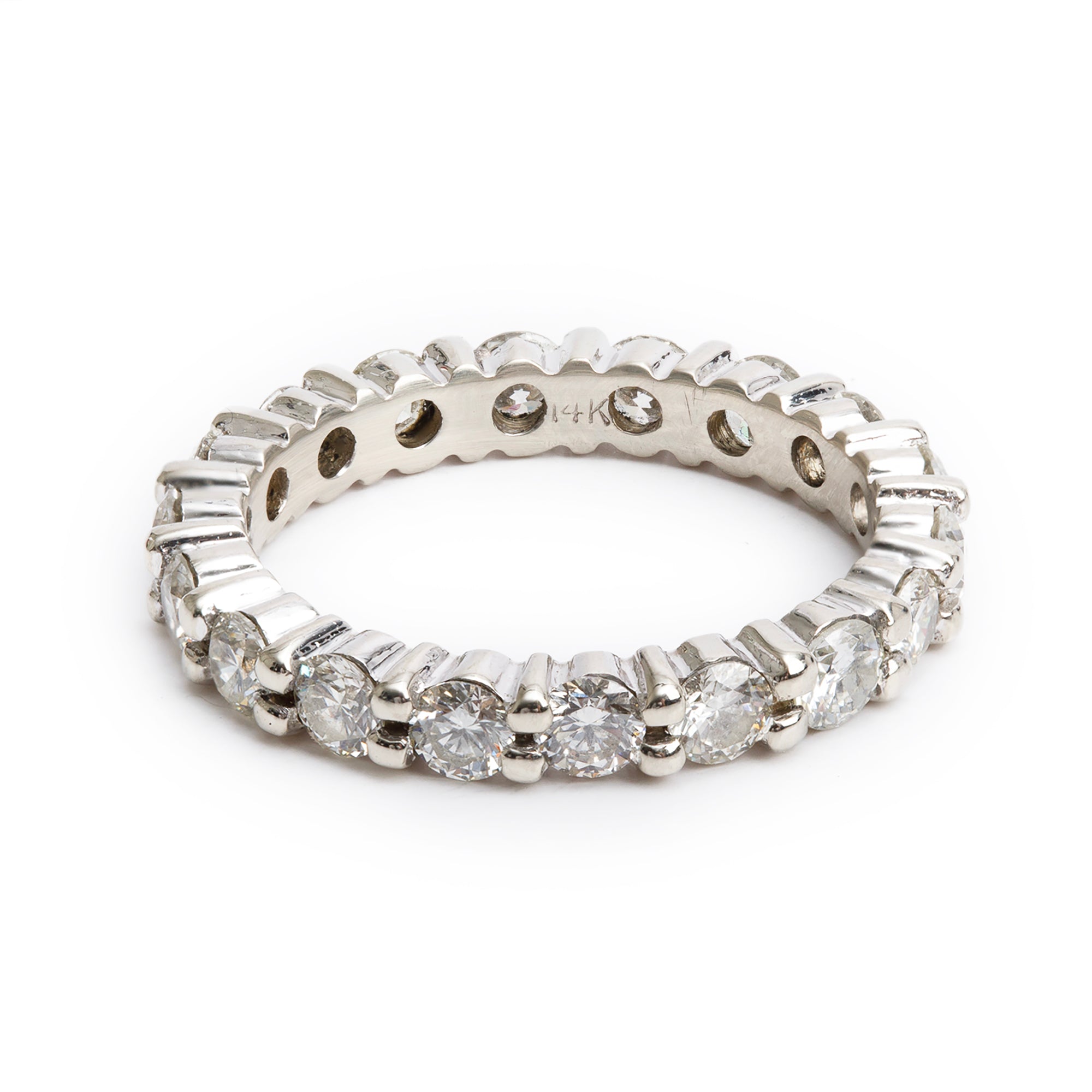 14k White Gold 1.89 tcw. Diamond Eternity Band Ring, Size 6