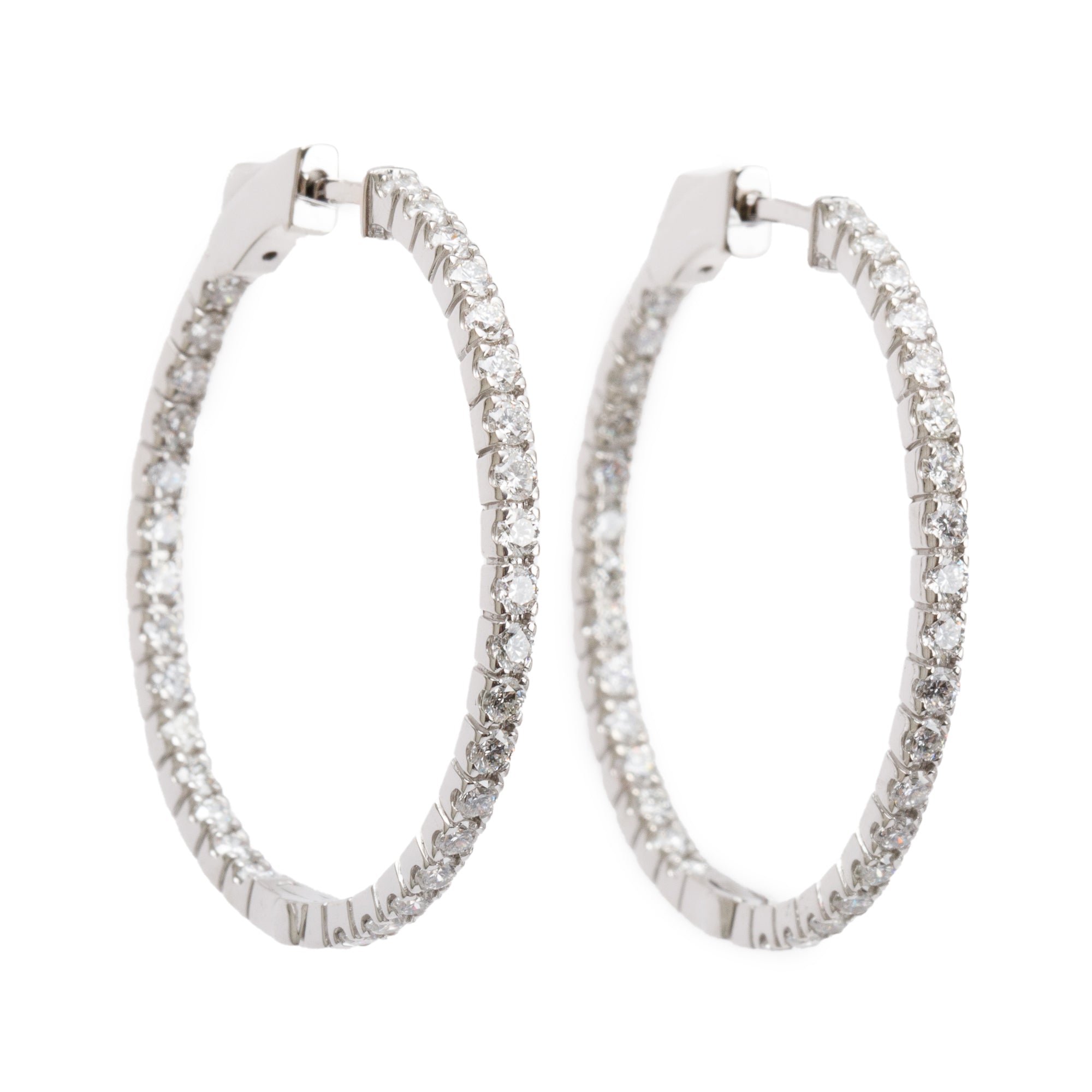 14k White Gold 2.00 tcw. Diamond Hoop Earrings