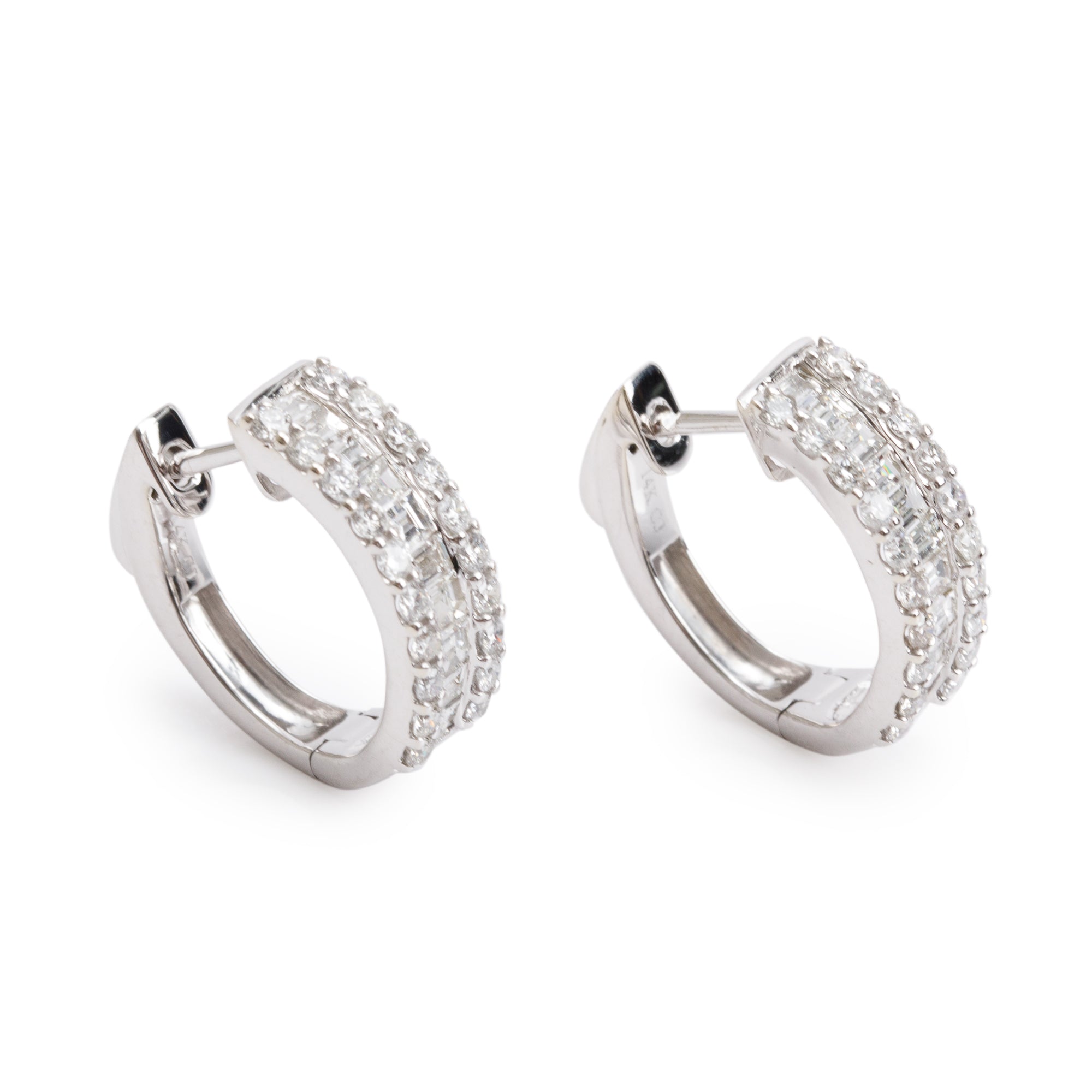 14k White Gold 2.03 tcw. Diamond Hoop Earrings