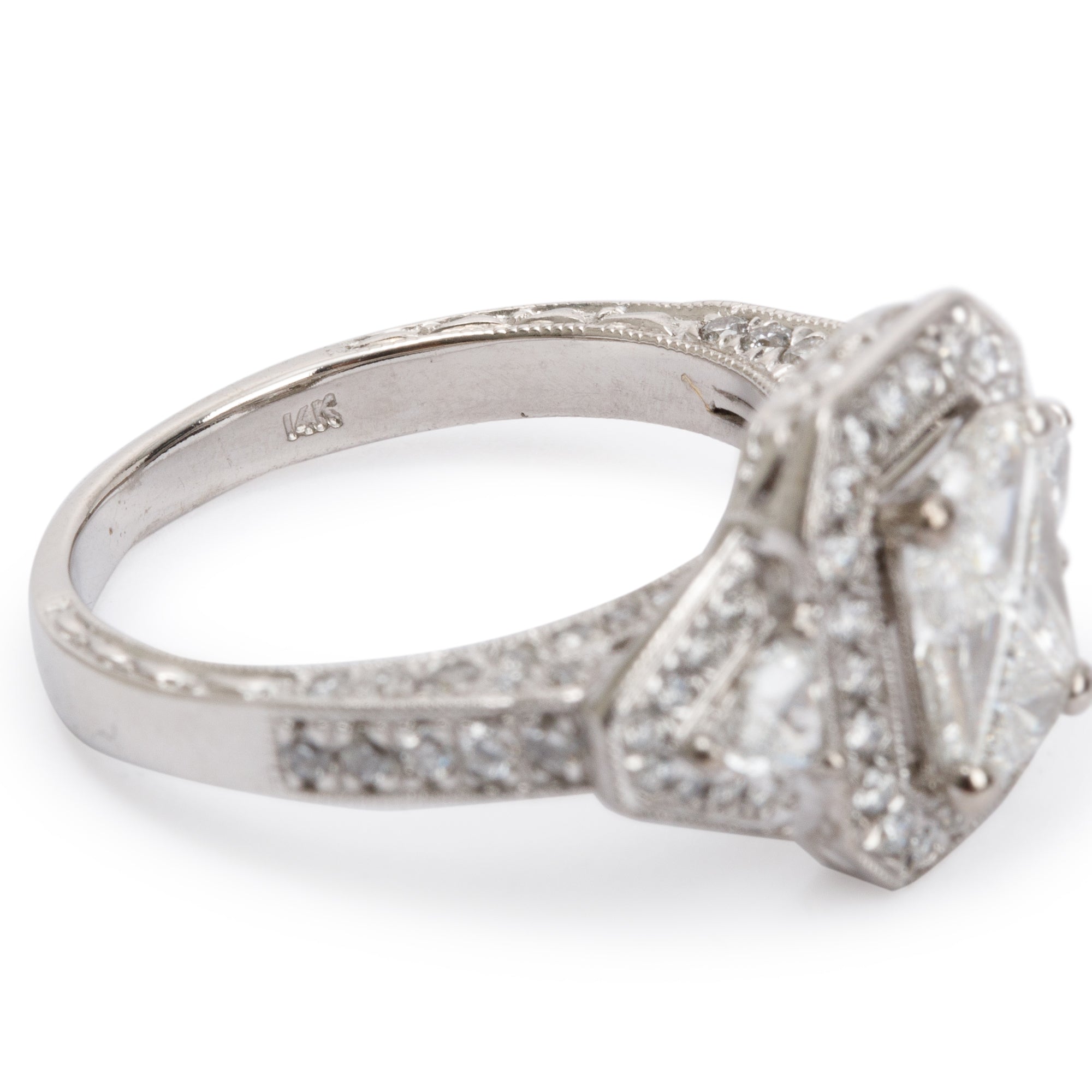 14k White Gold 2.17 tcw. Indivisible Diamond Ring, Size 7.25