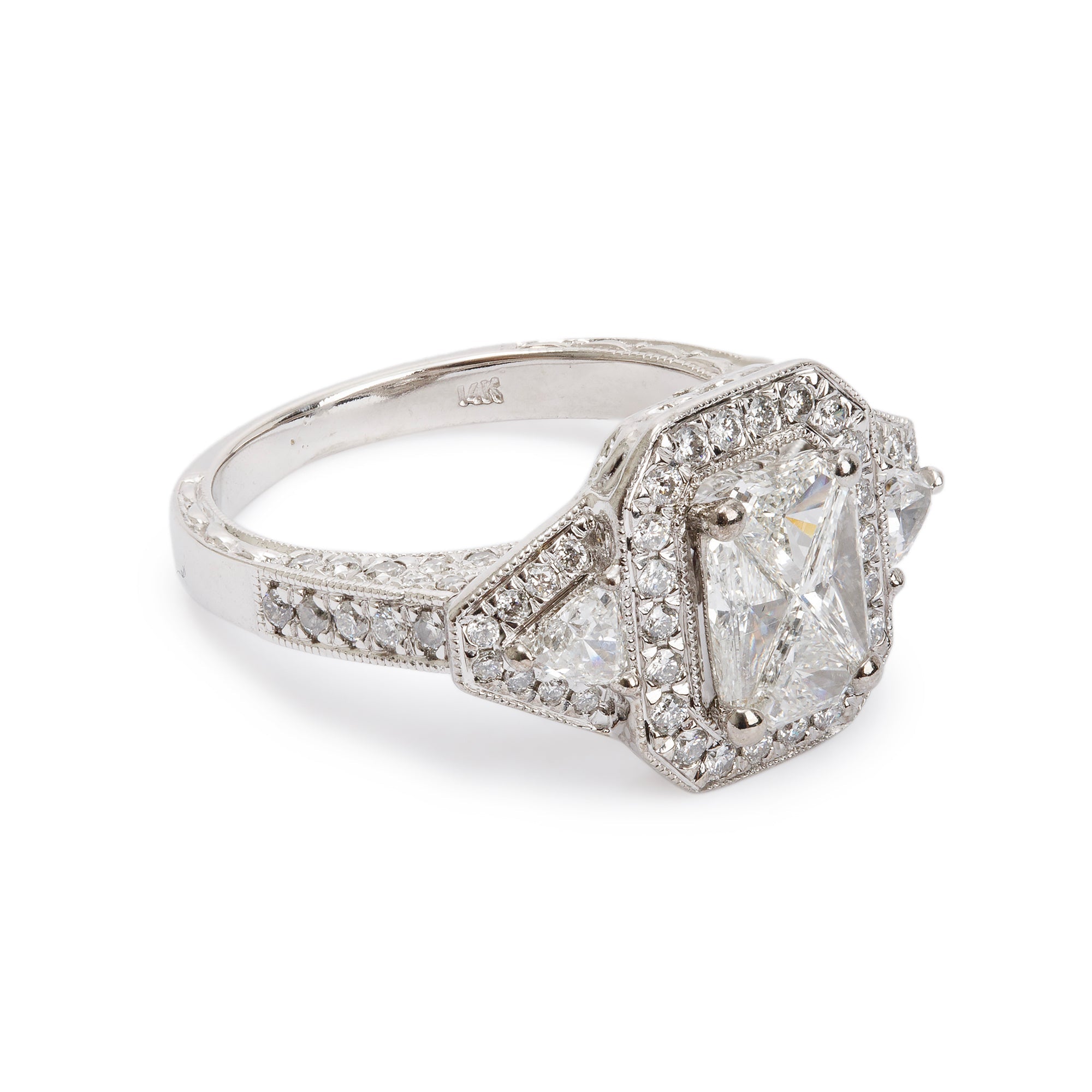 14k White Gold 2.17 tcw. Indivisible Diamond Ring, Size 7.25