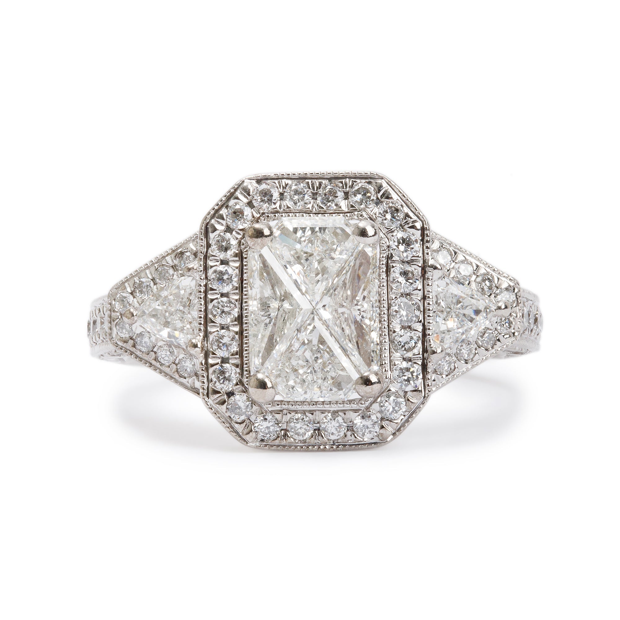 14k White Gold 2.17 tcw. Indivisible Diamond Ring, Size 7.25
