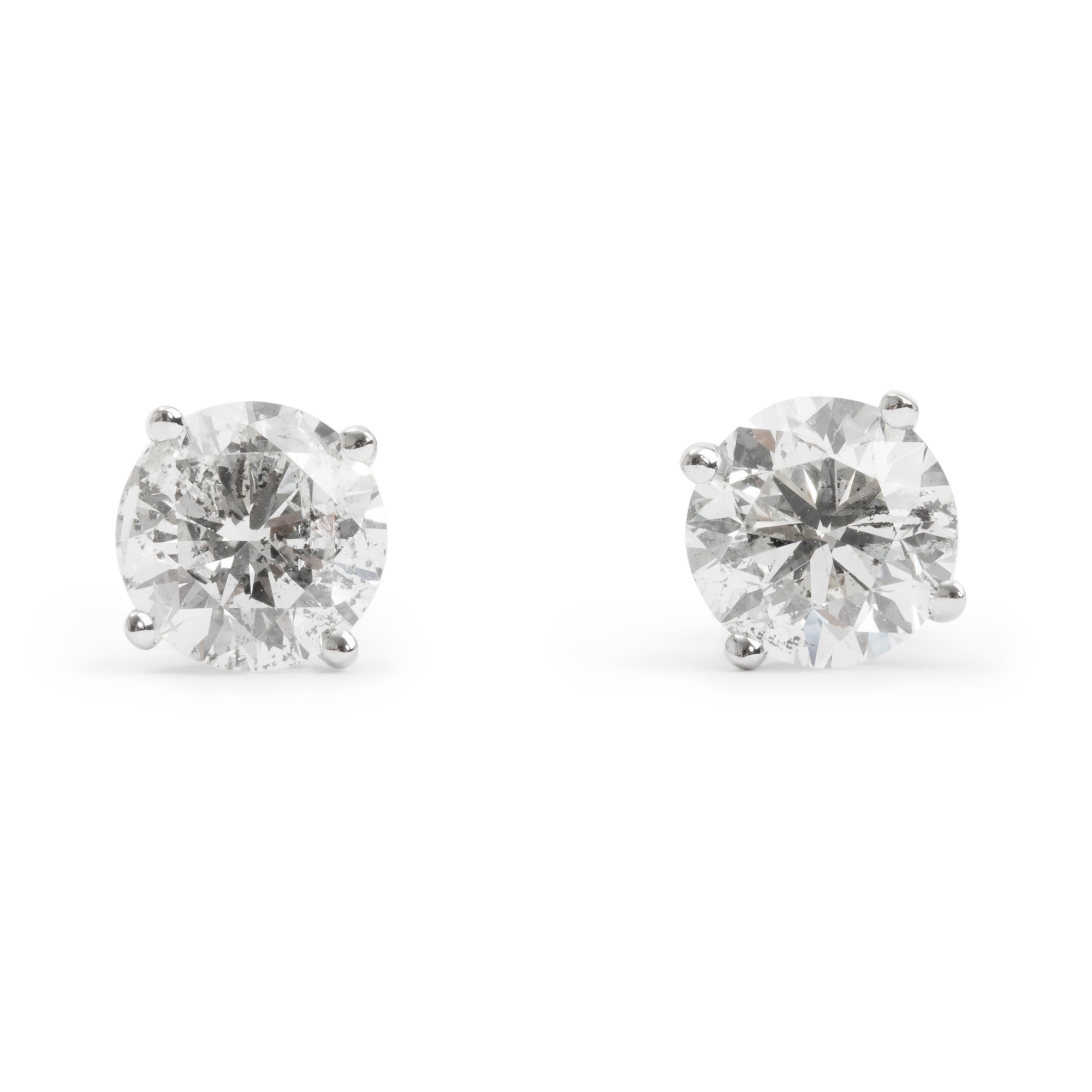14k White Gold 2.24 tcw. Diamond Stud Earrings