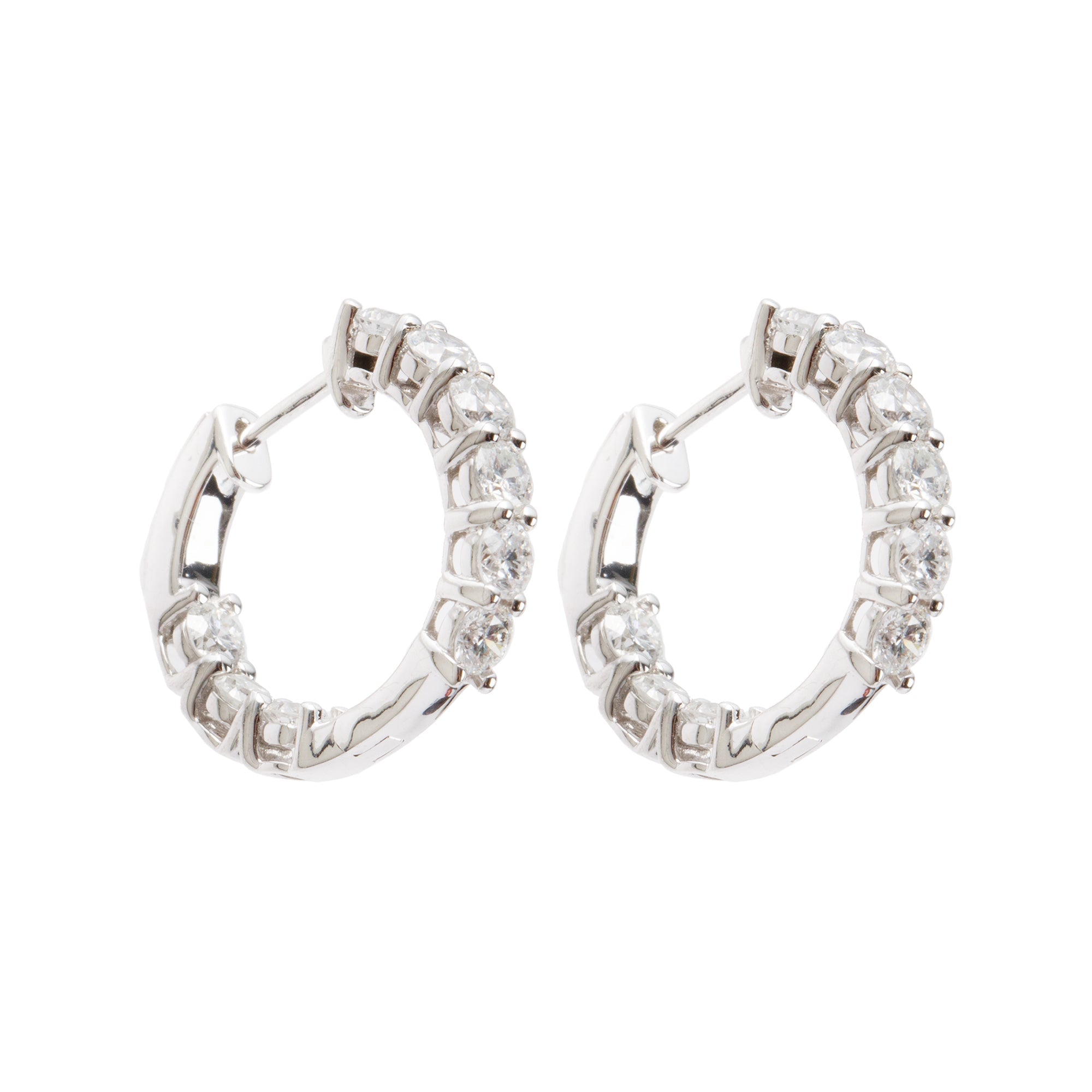 14k White Gold 2.25 tcw. Diamond Hoop Earrings