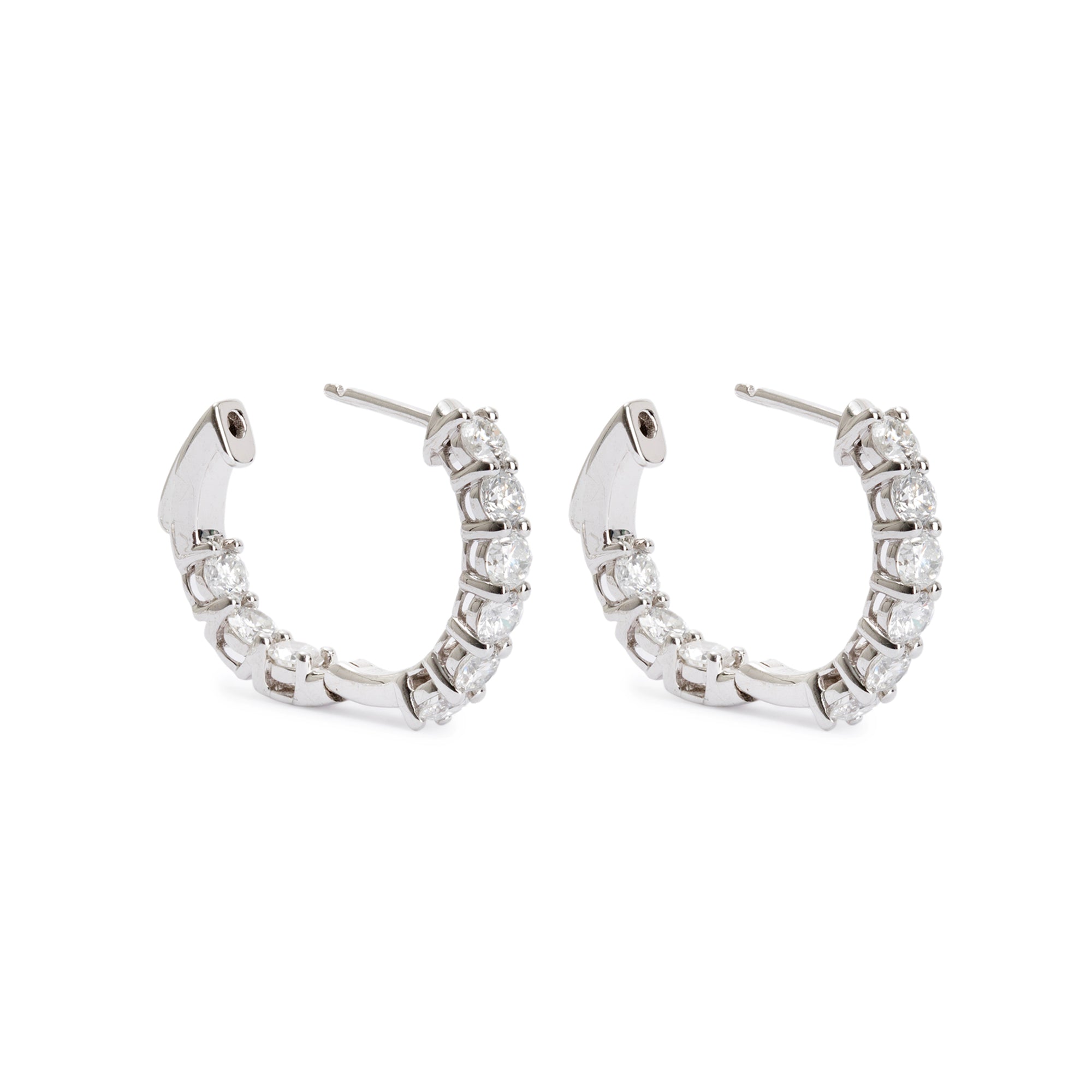 14k White Gold 2.25 tcw. Diamond Hoop Earrings