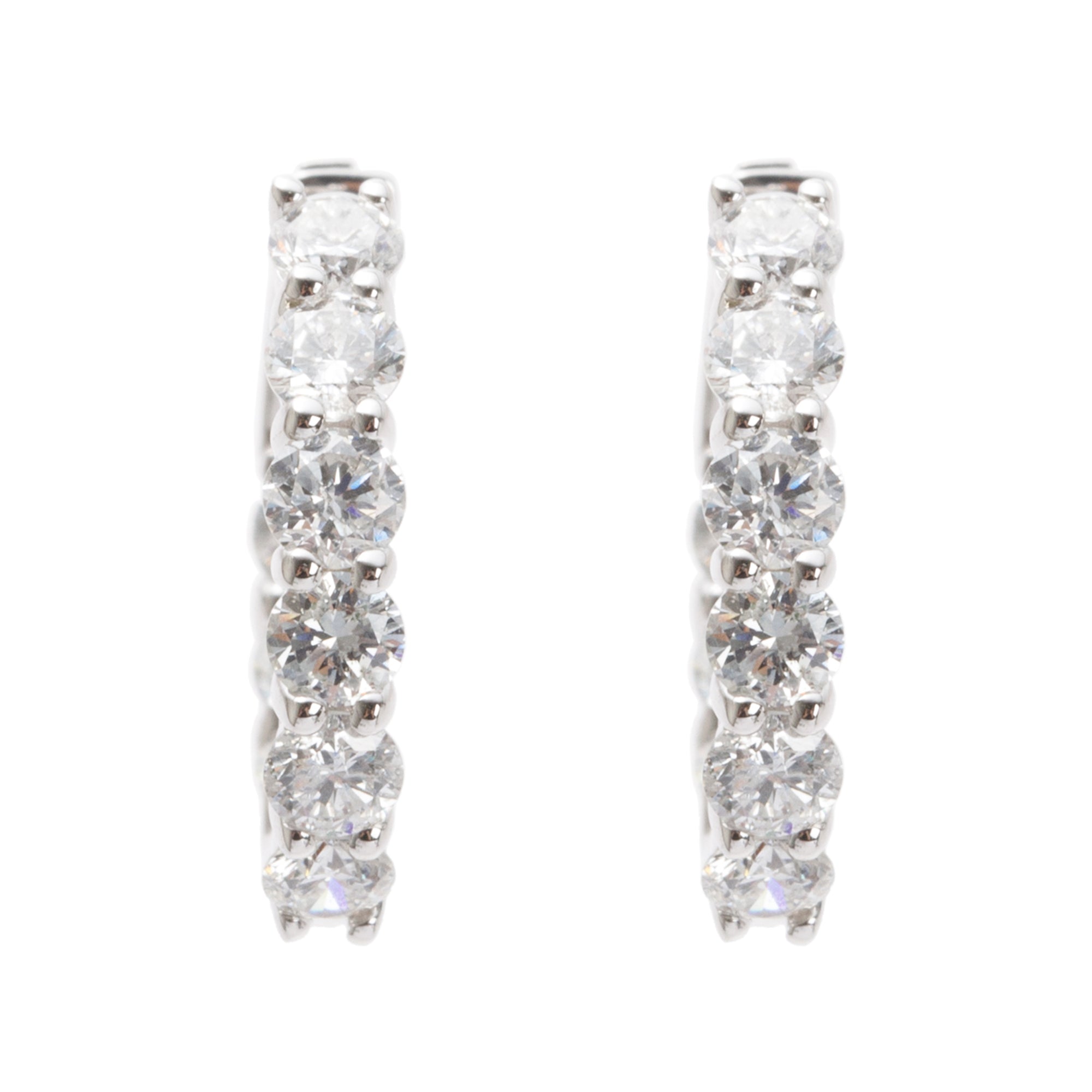 14k White Gold 2.25 tcw. Diamond Hoop Earrings