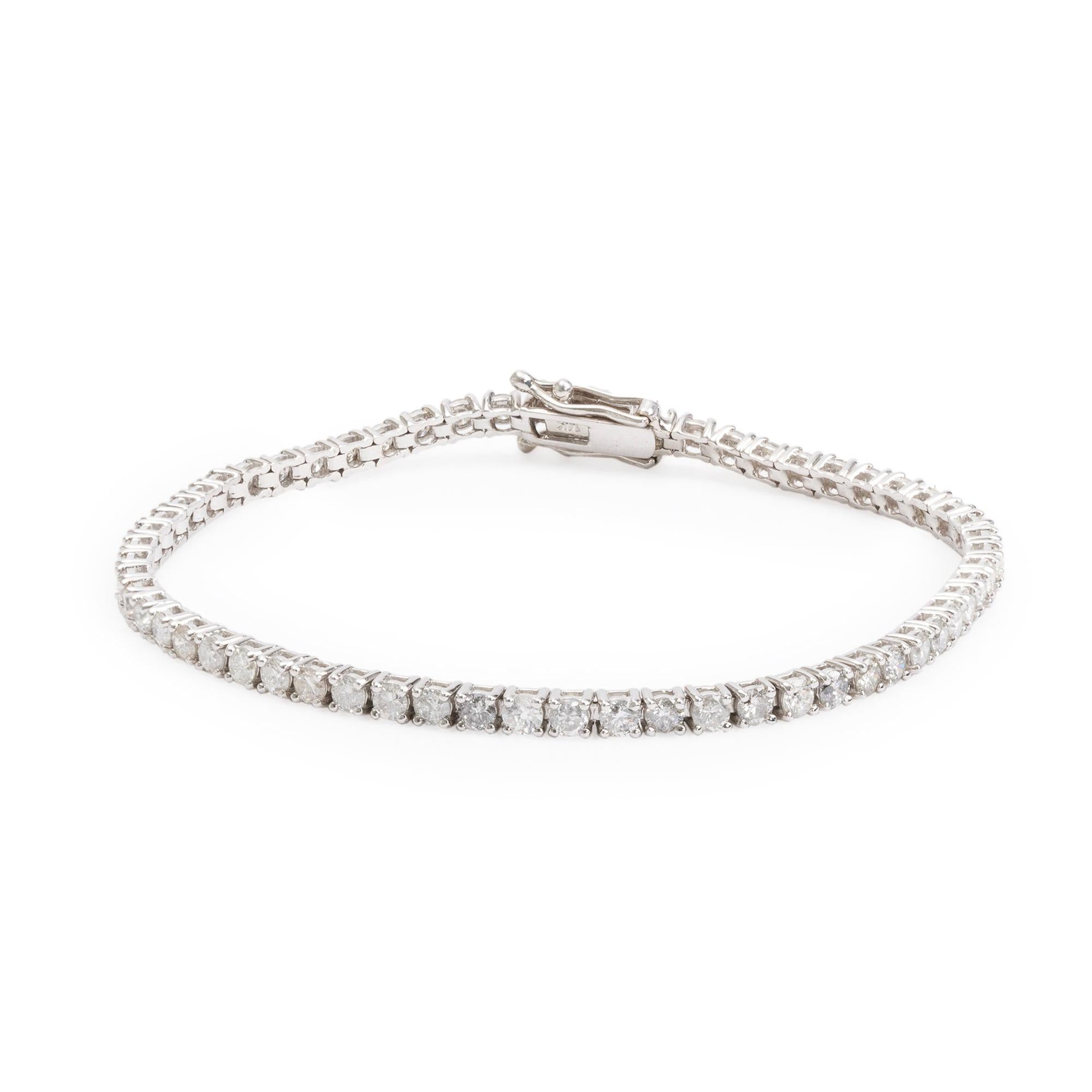 14k White Gold 3.28 tcw. Diamond Tennis Bracelet
