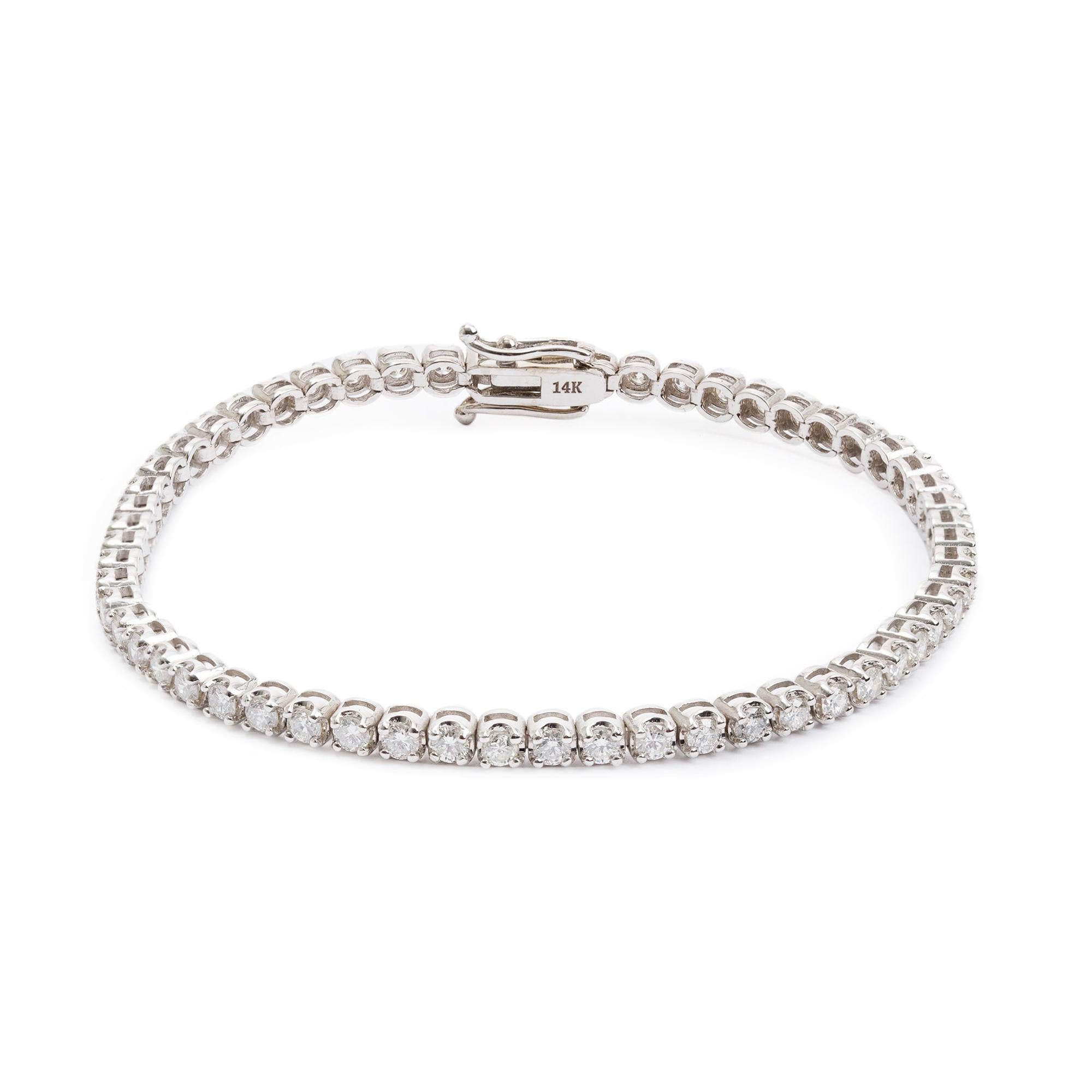 14k White Gold 3.42 tcw. Diamond Tennis Bracelet